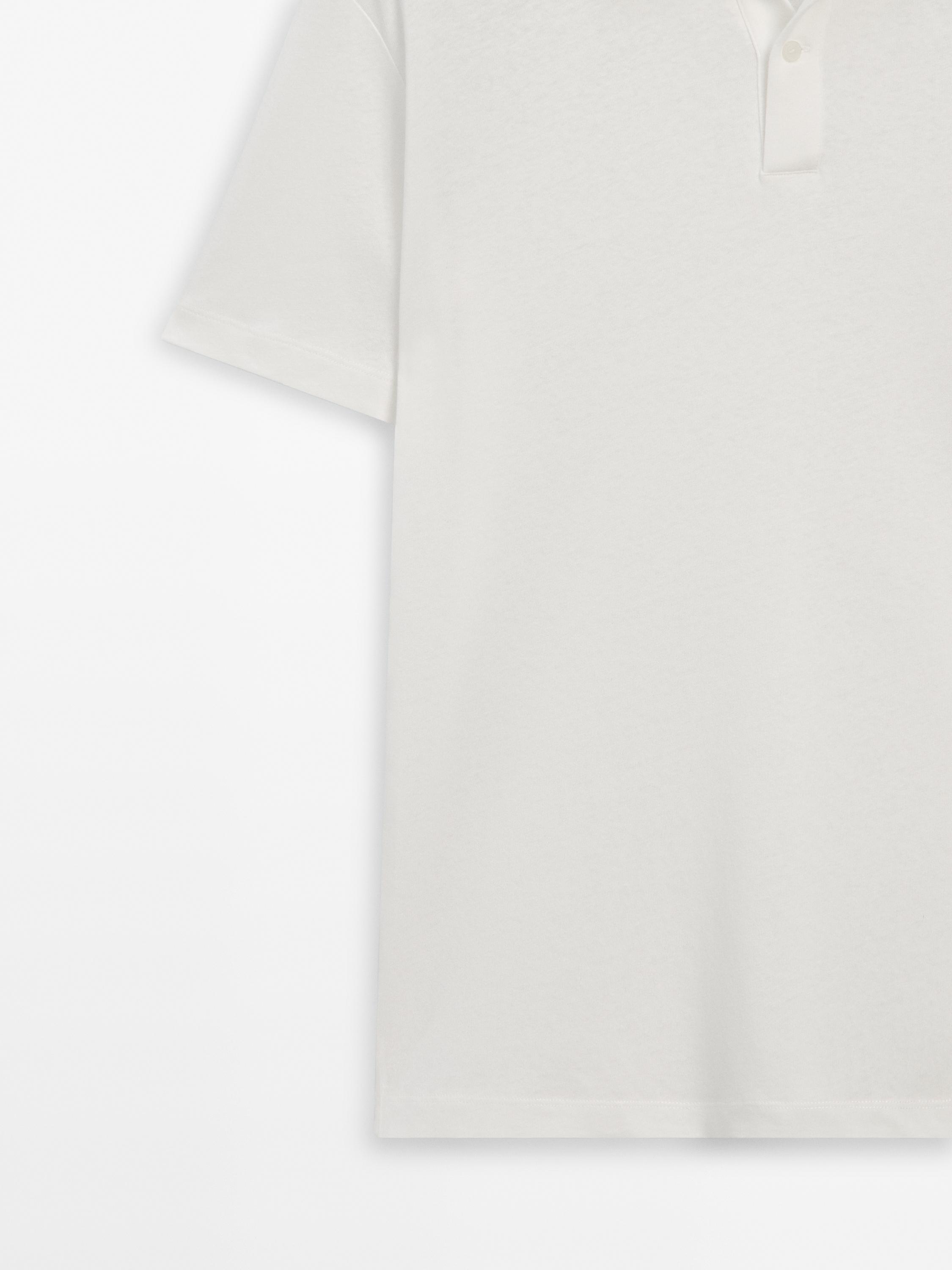Linen blend short sleeve polo shirt