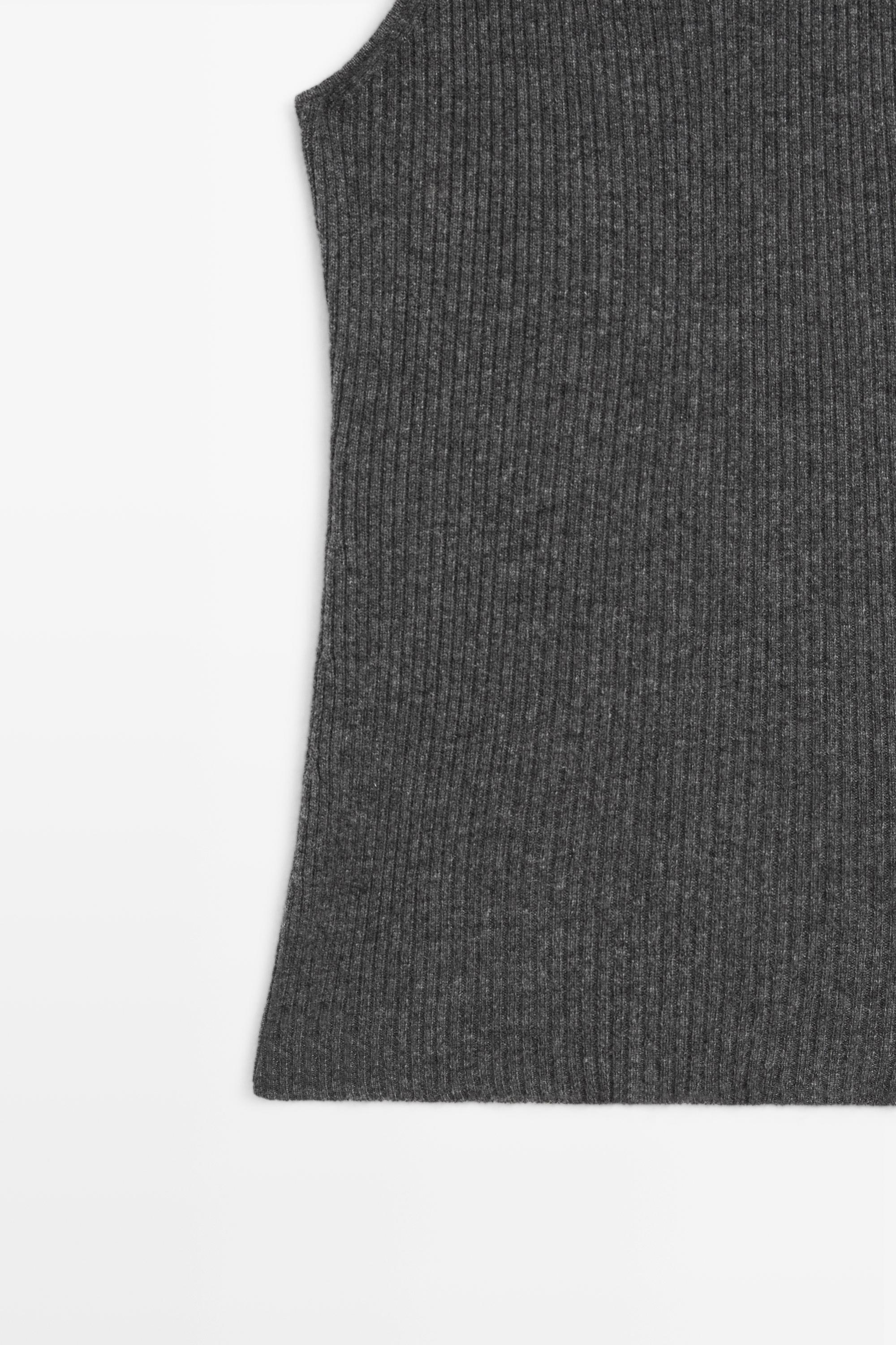 100% cashmere ribbed knit top — ANTHRACITE GREY