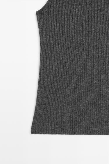 100% cashmere ribbed knit top — ANTHRACITE GREY 7