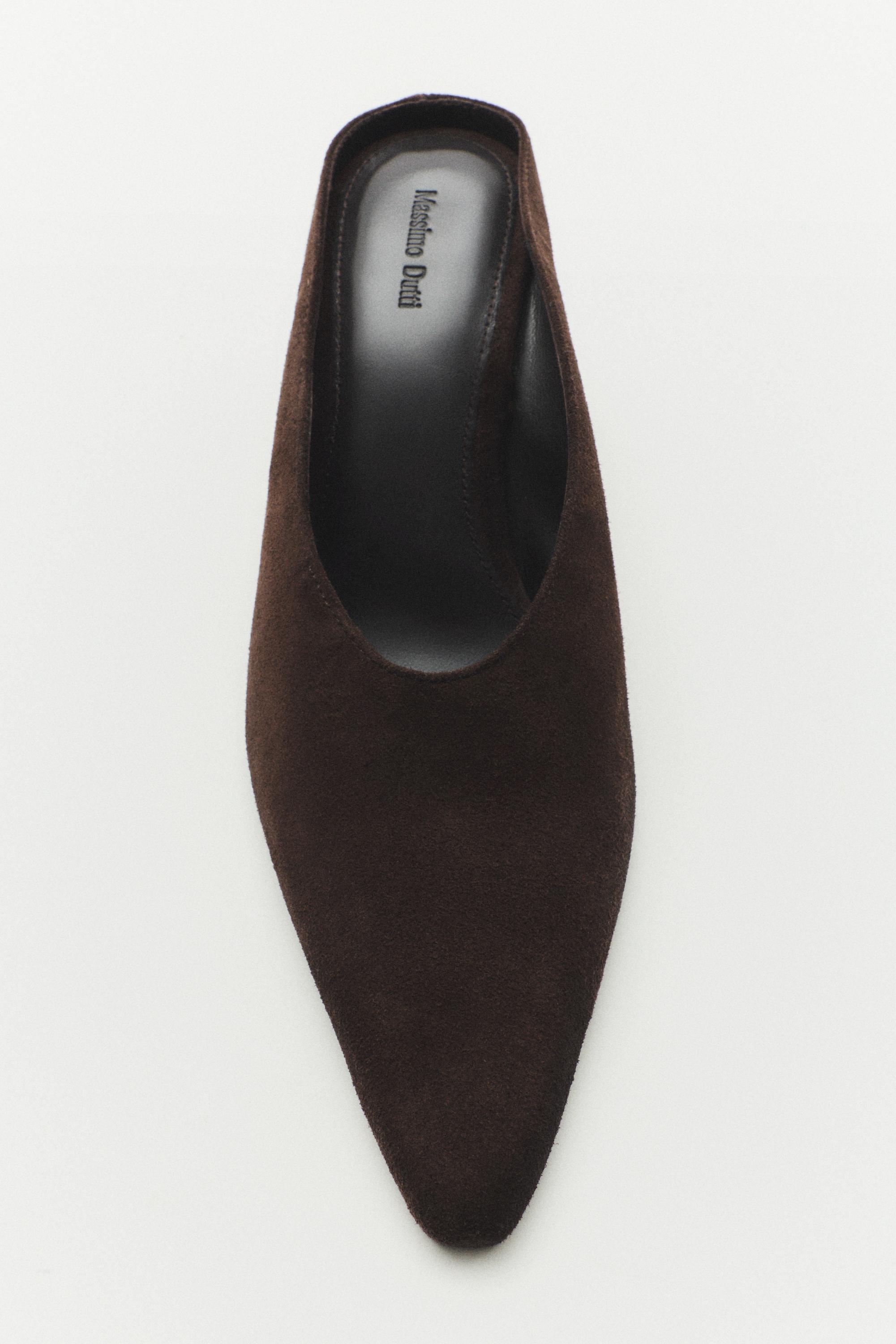 Leather slingback heel shoe — BROWN