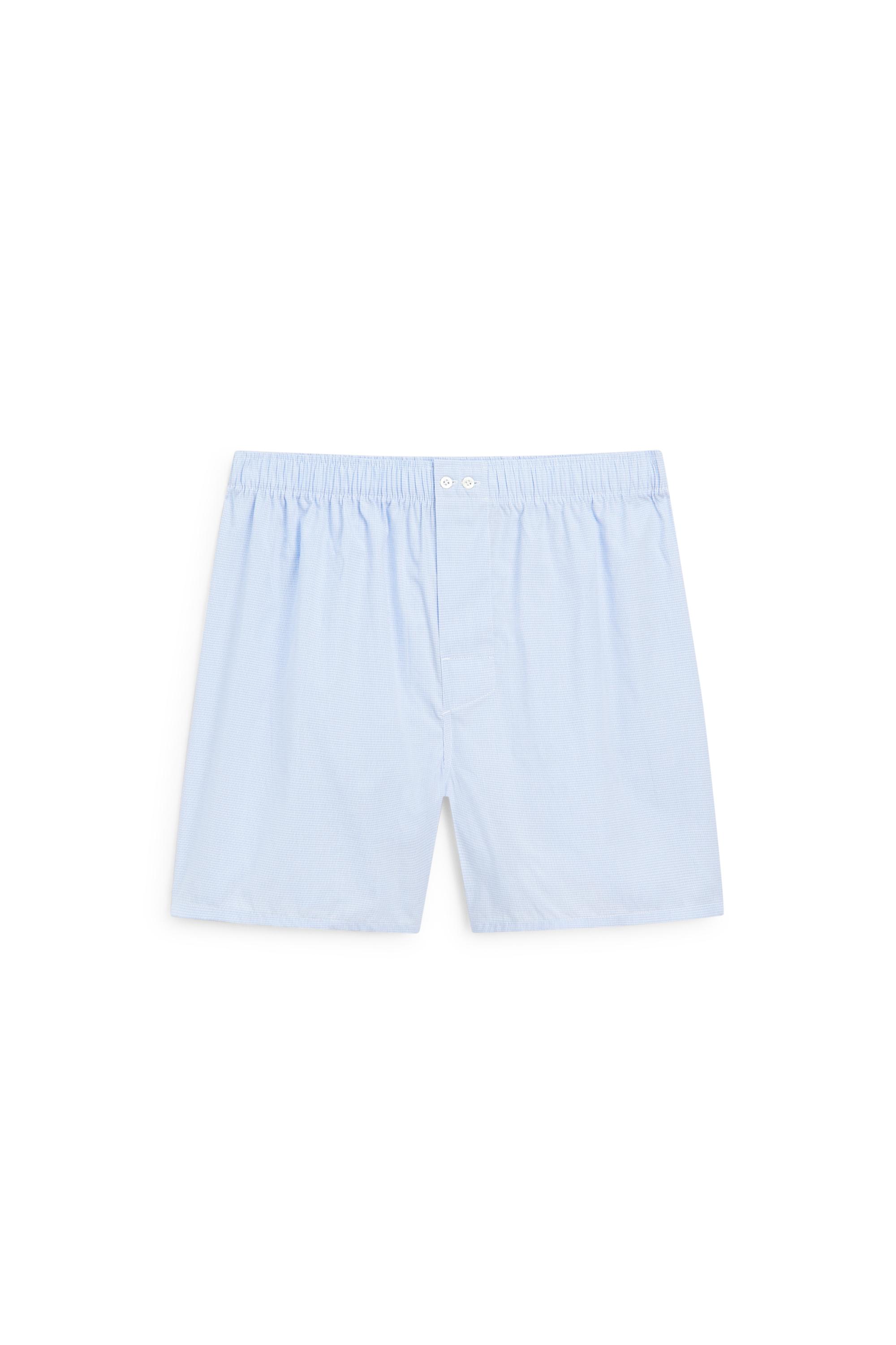 100% cotton micro-check boxers — SKY BLUE