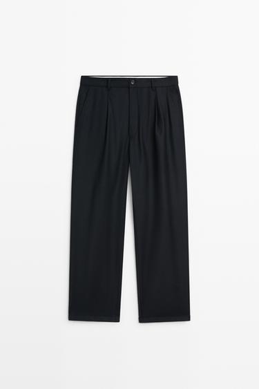 100% wool relaxed fit pants — NAVY BLUE 2
