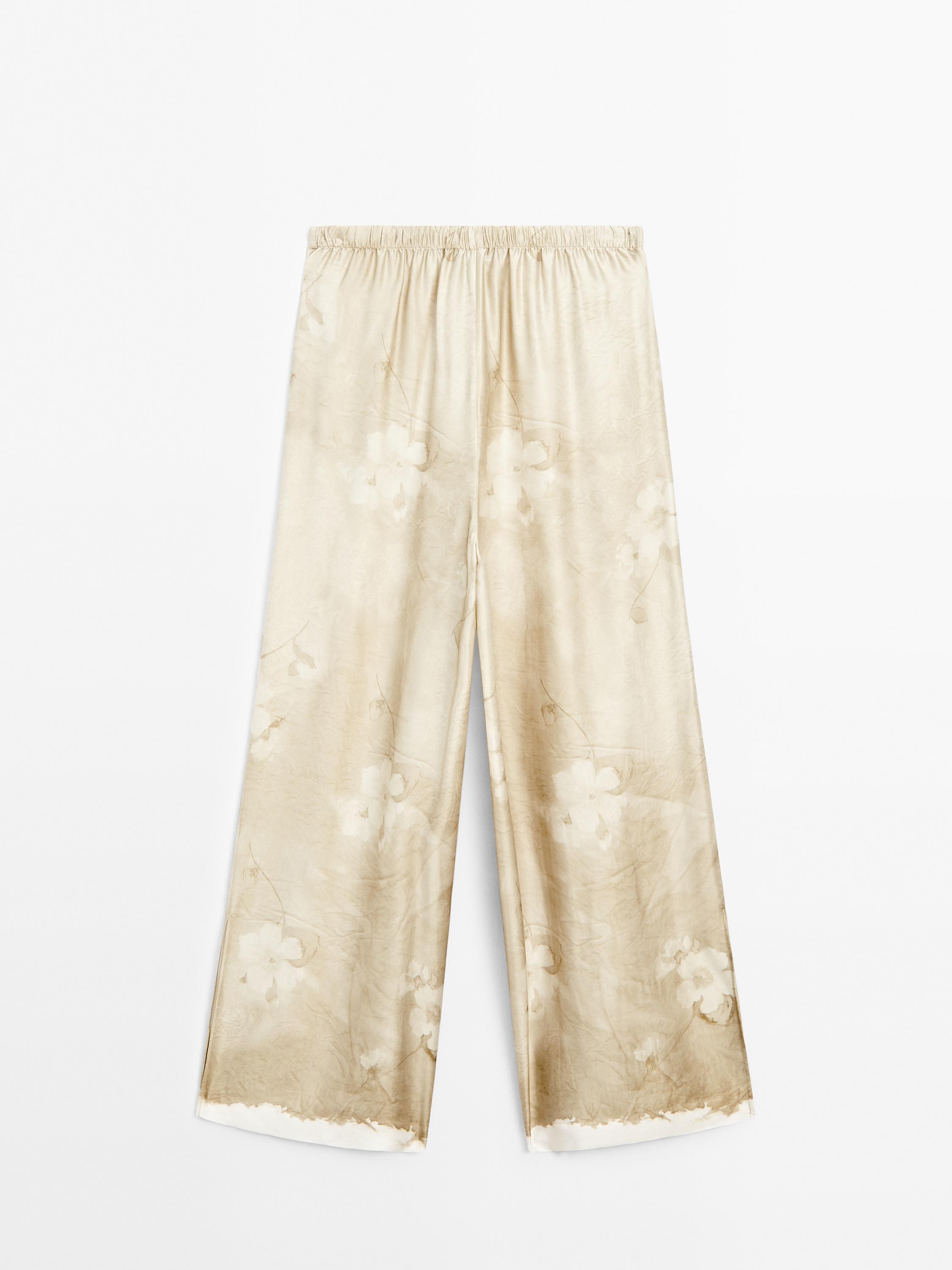 Flowing printed trousers with drawstring detail