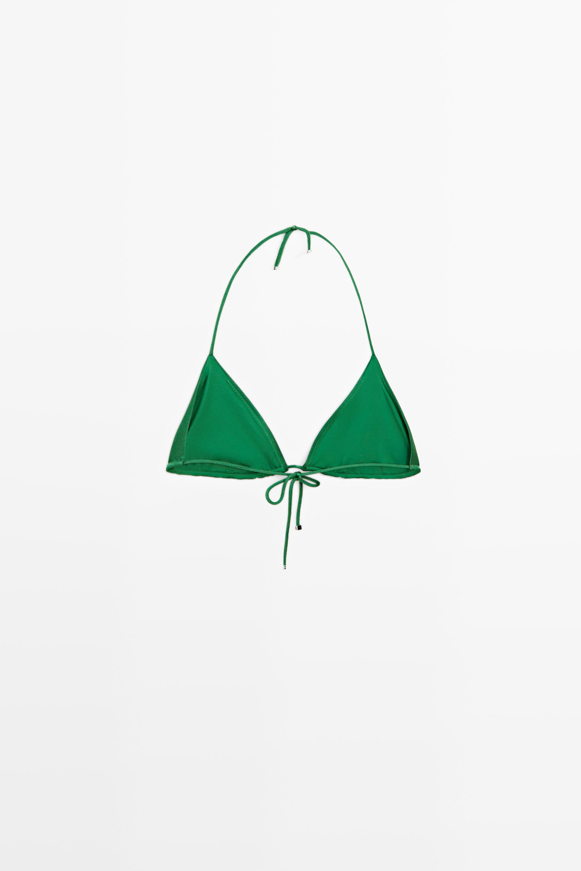 Shiny triangle bikini top — GREEN