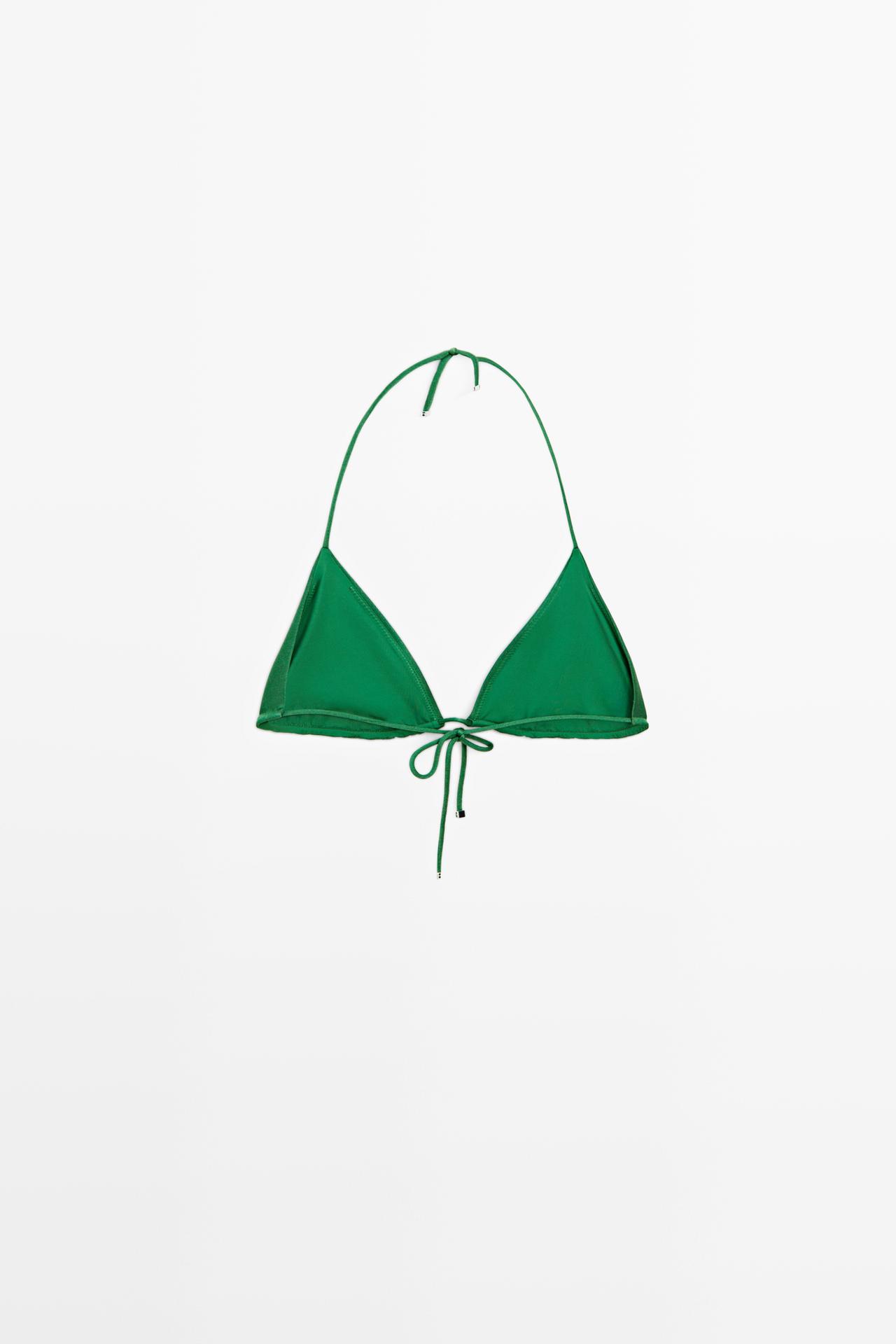 Shiny triangle bikini top — GREEN