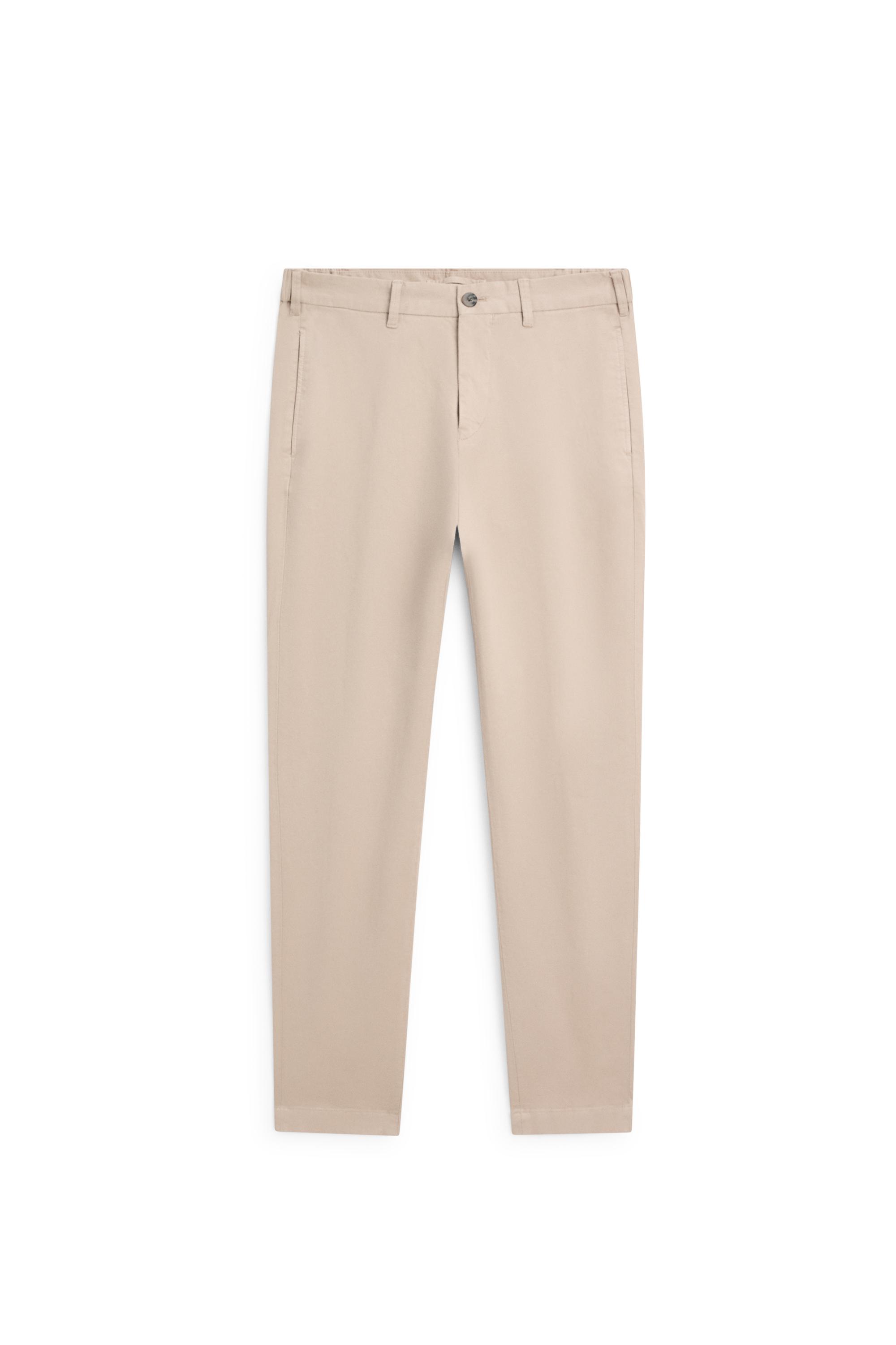 Cotton blend slim fit trousers — BEIGE