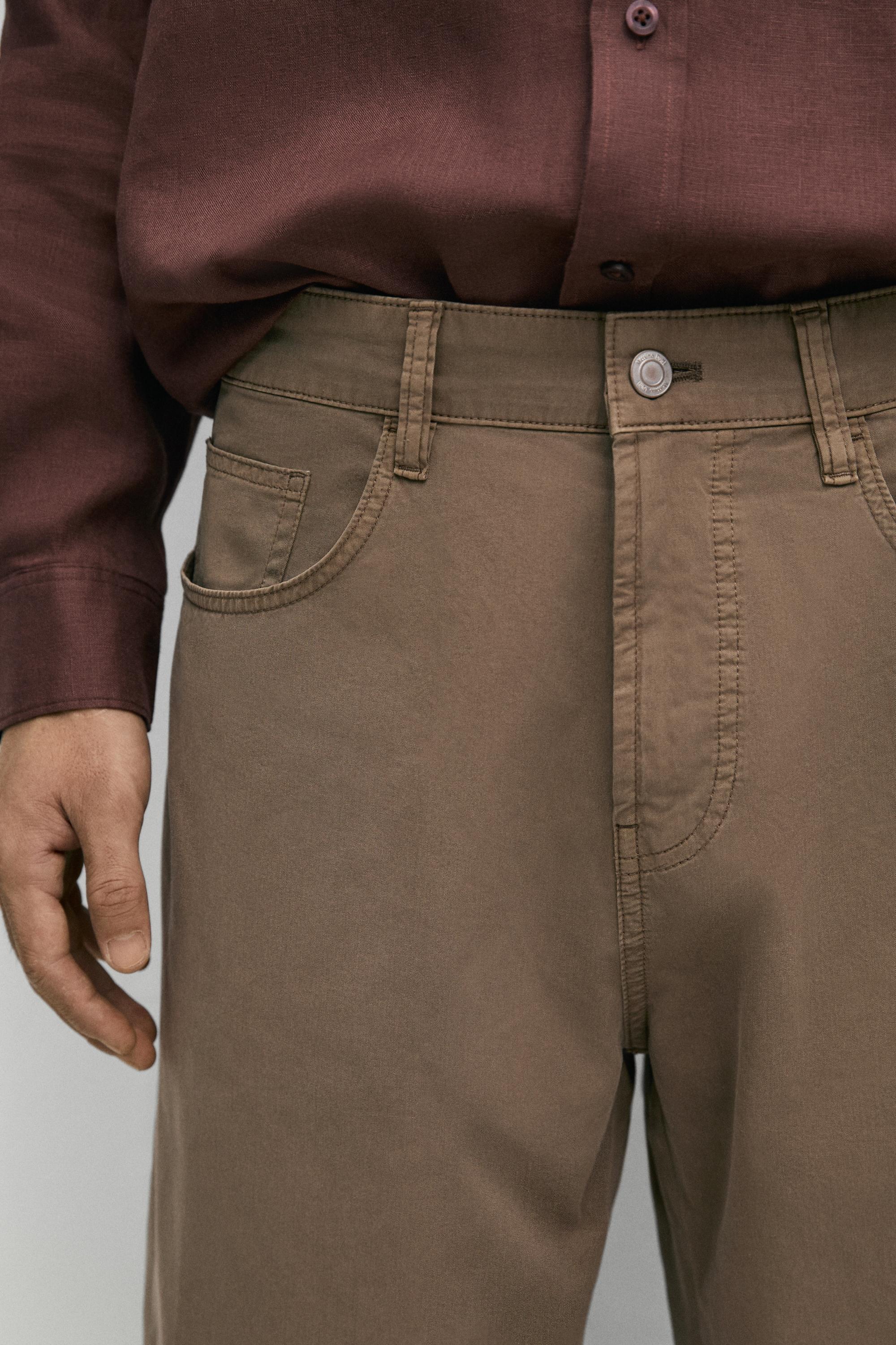 Barrel fit poplin denim-effect pants — OCHRE