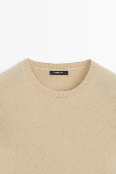 Wool blend crew neck knit sweater — CAMEL 9