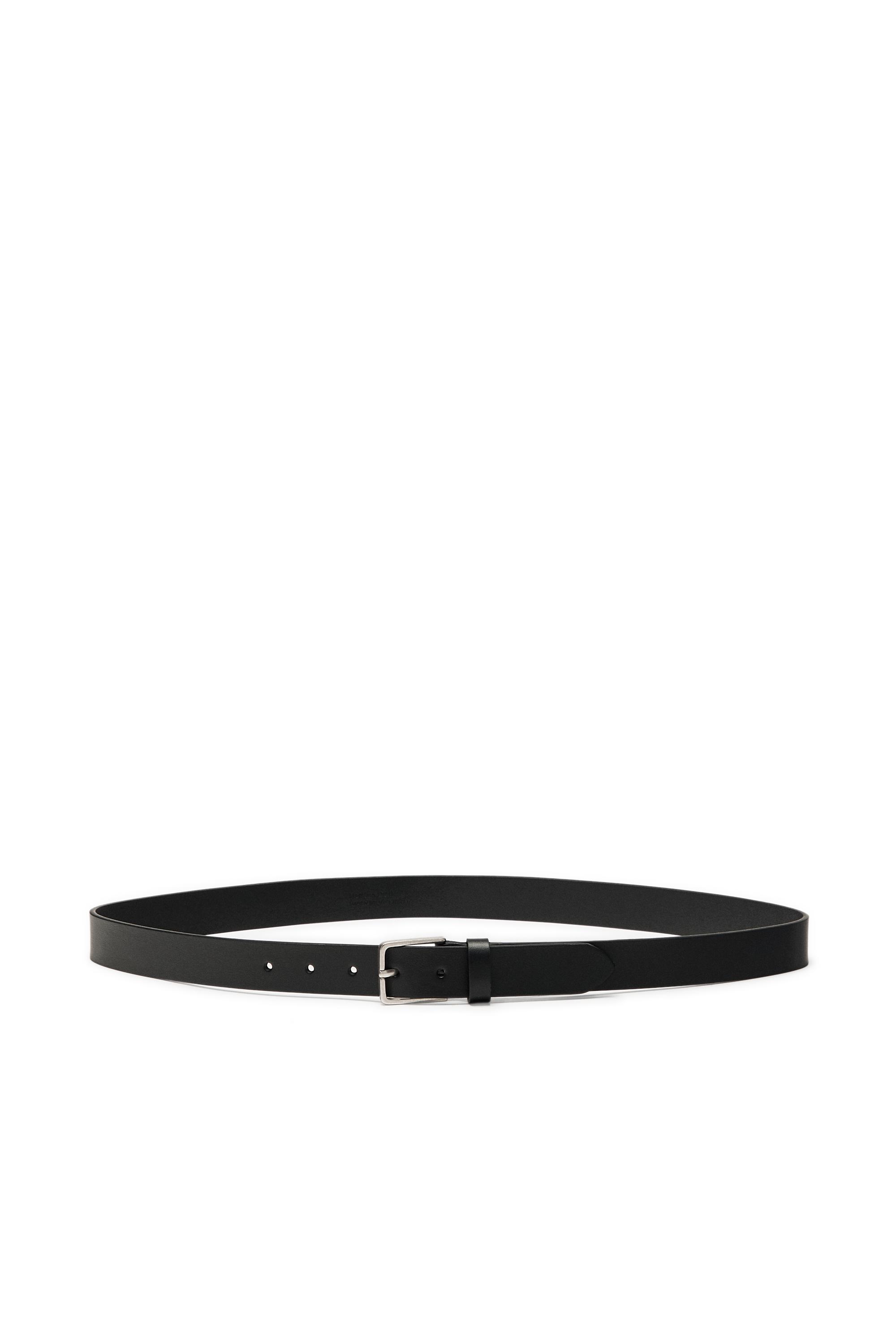 Nappa leather belt with rectangular buckle — BLACK