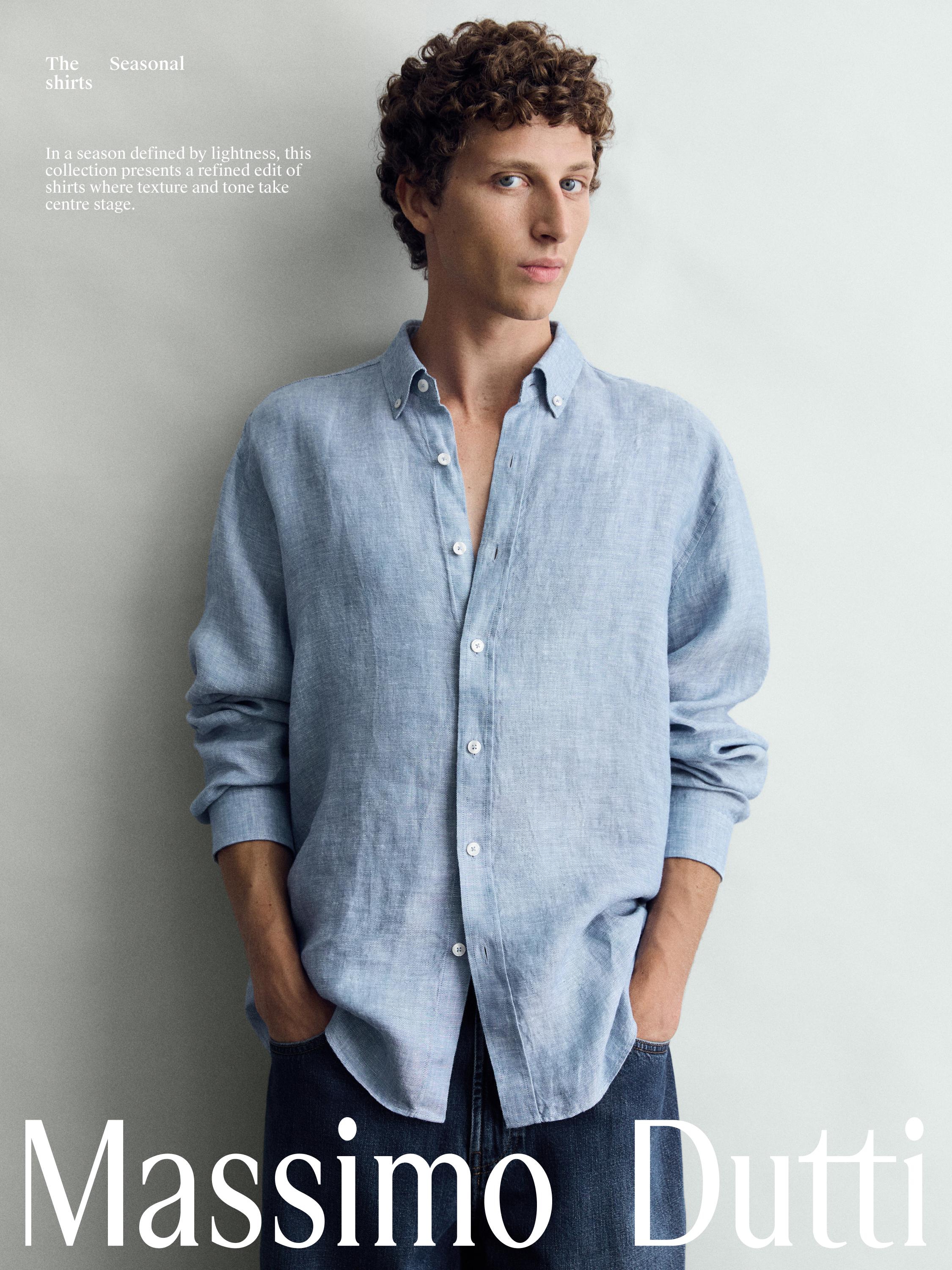 %100 keten regular fit Oxford gömlek