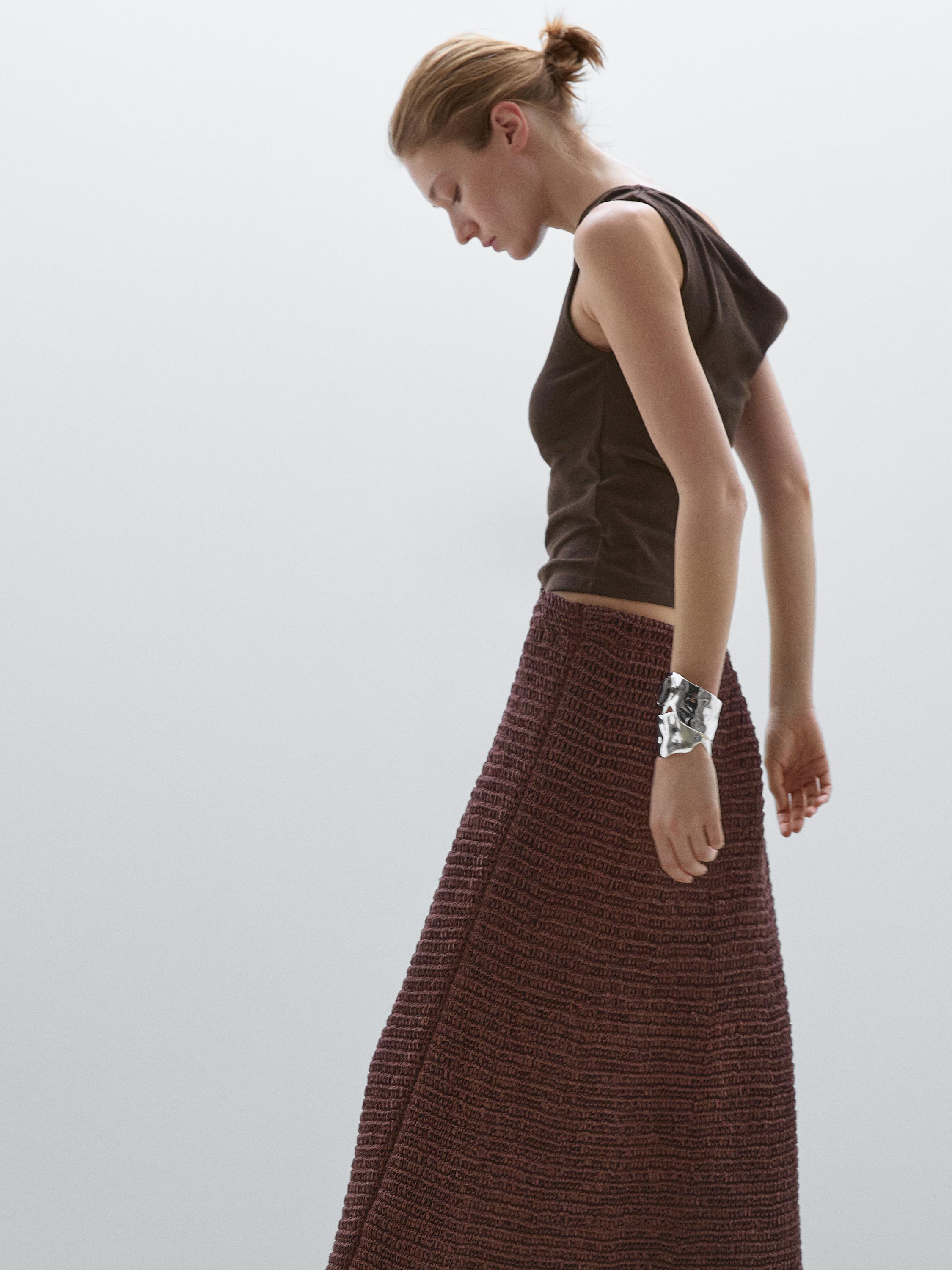 Draped cotton top with knot detail