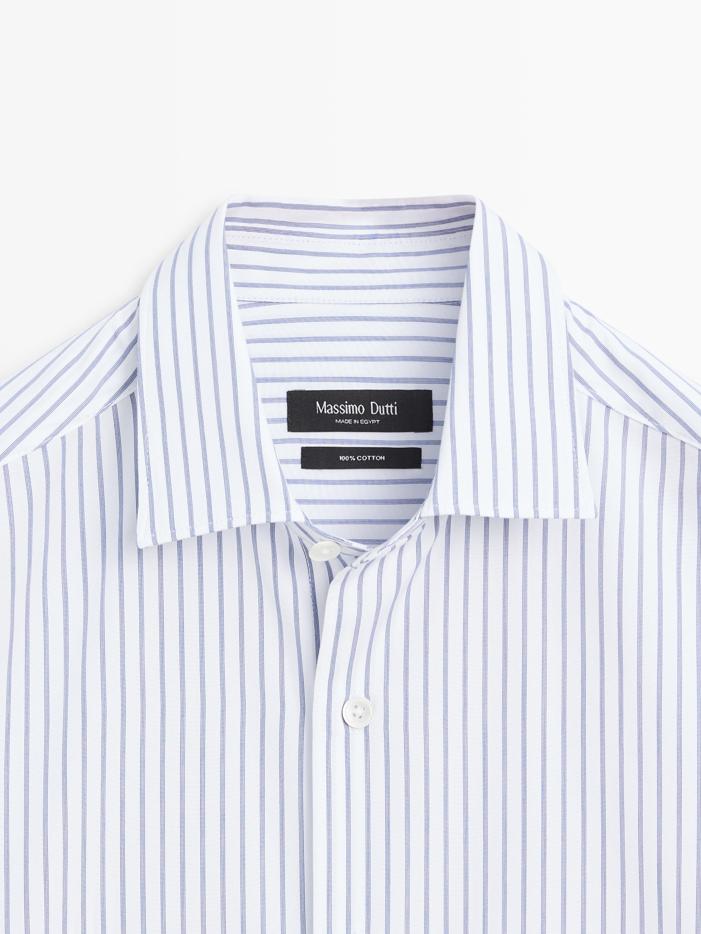 Regular fit striped shirt — Light Blue