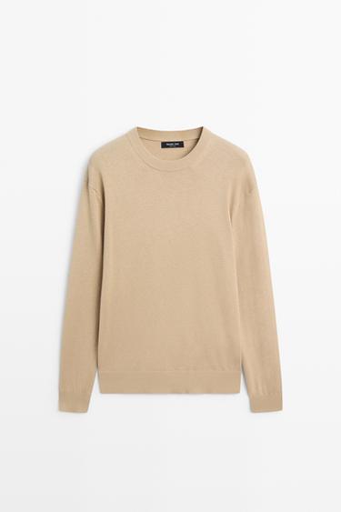 Cotton blend knit sweater — CAMEL 2