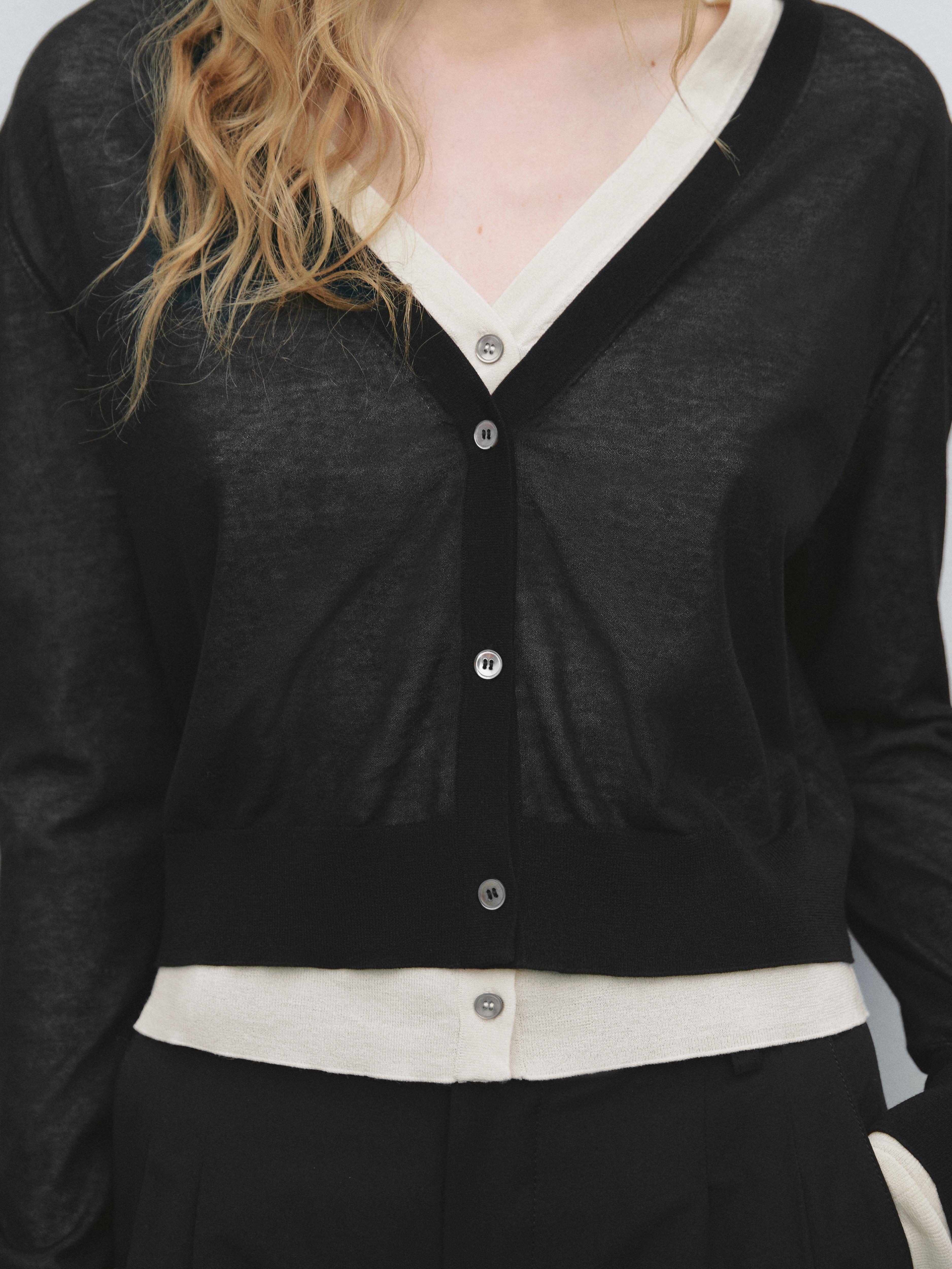 Cardigan effet superposé en coton