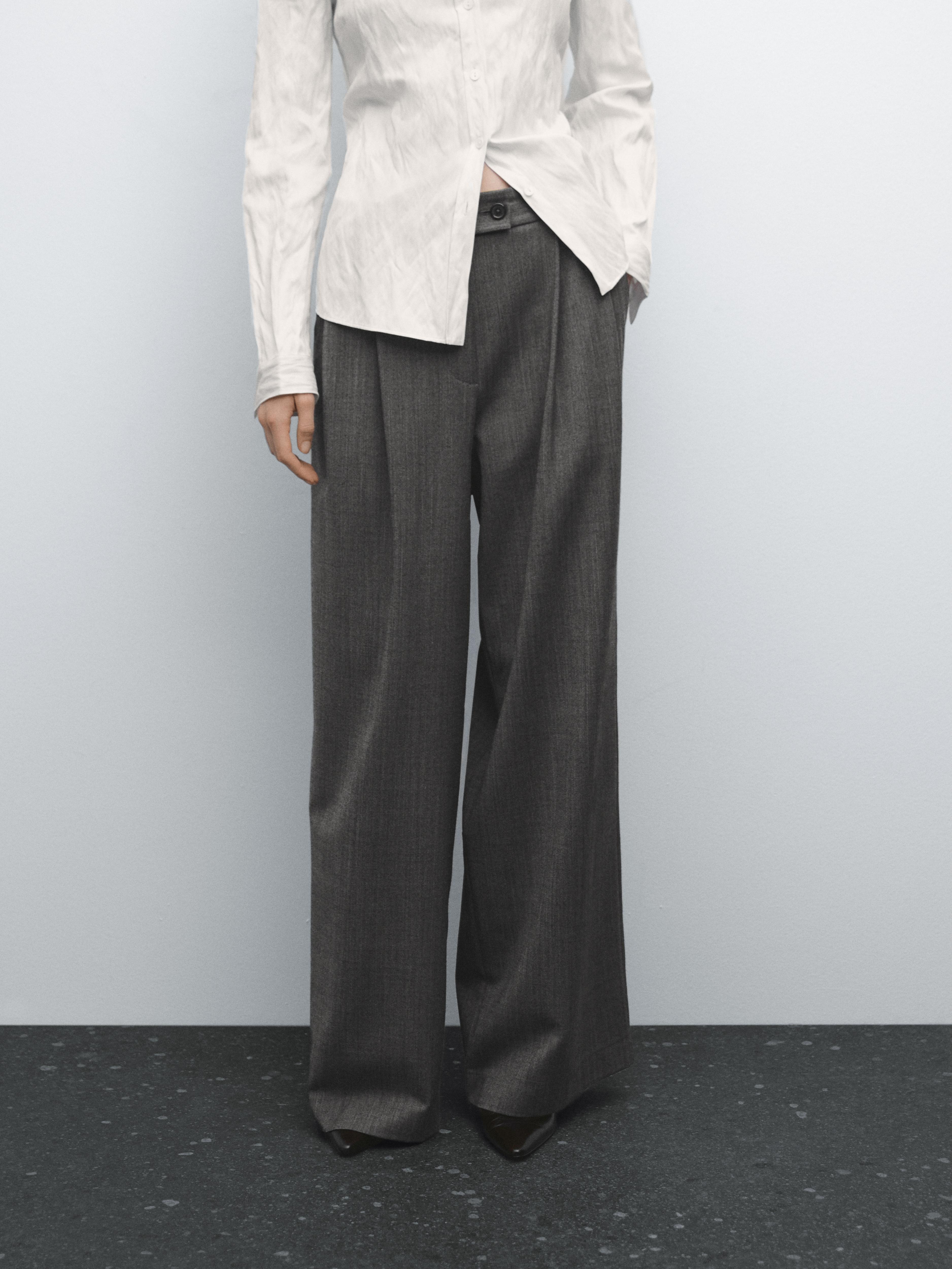 Wool blend trousers with double darts