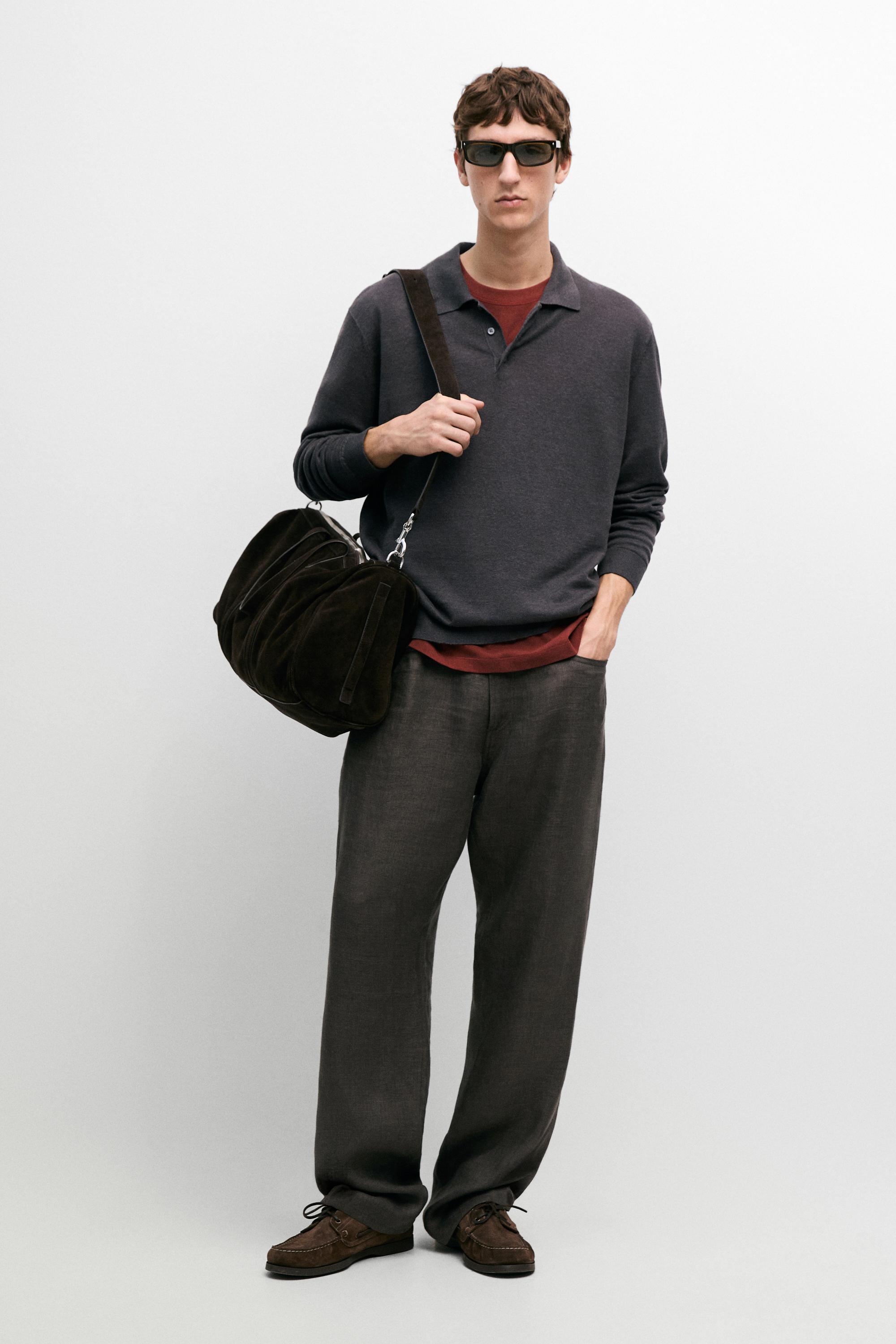 بنطال طراز جينز كتان بقصة شبه رياضية