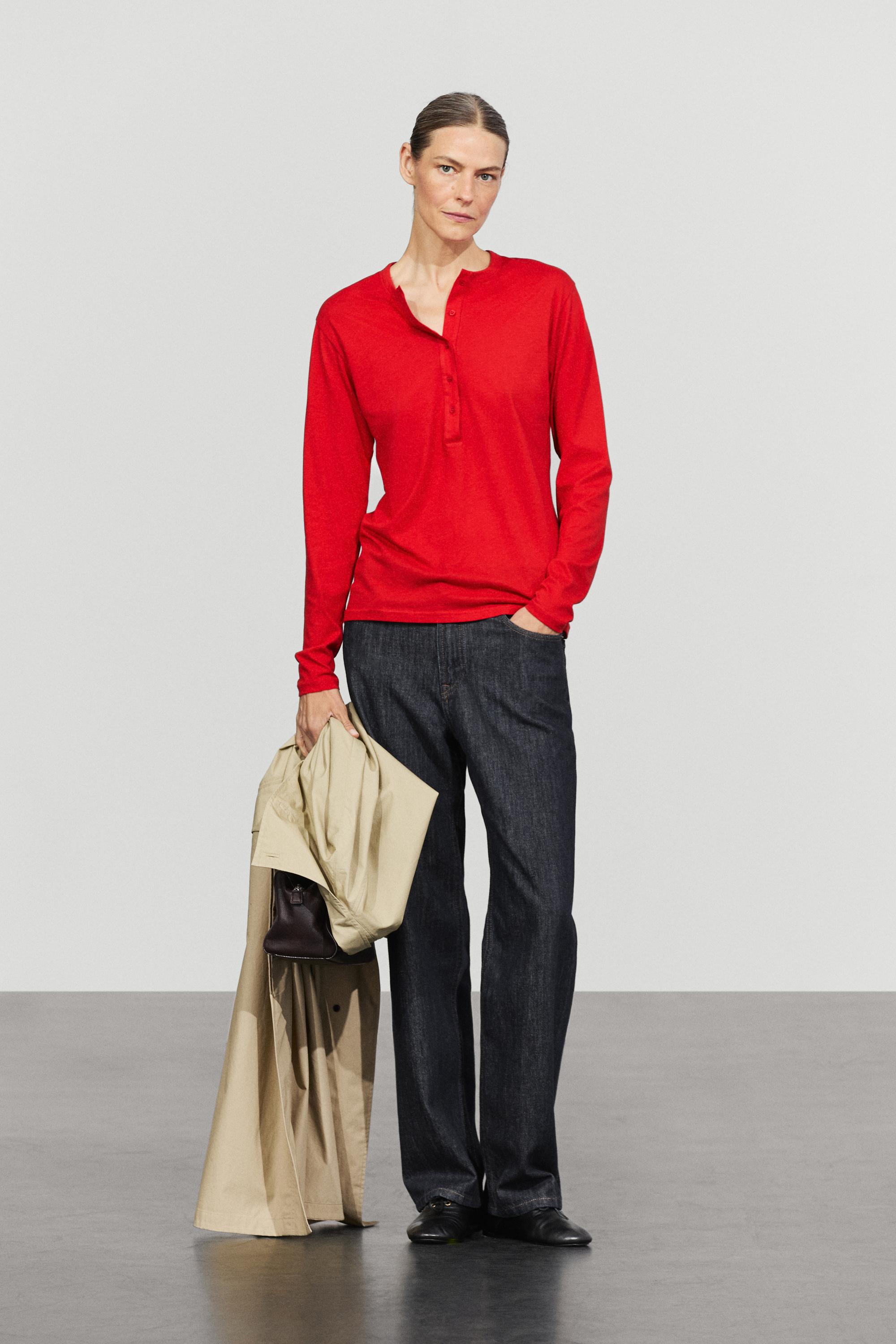 100% cotton long sleeve T-shirt — DARK PINK