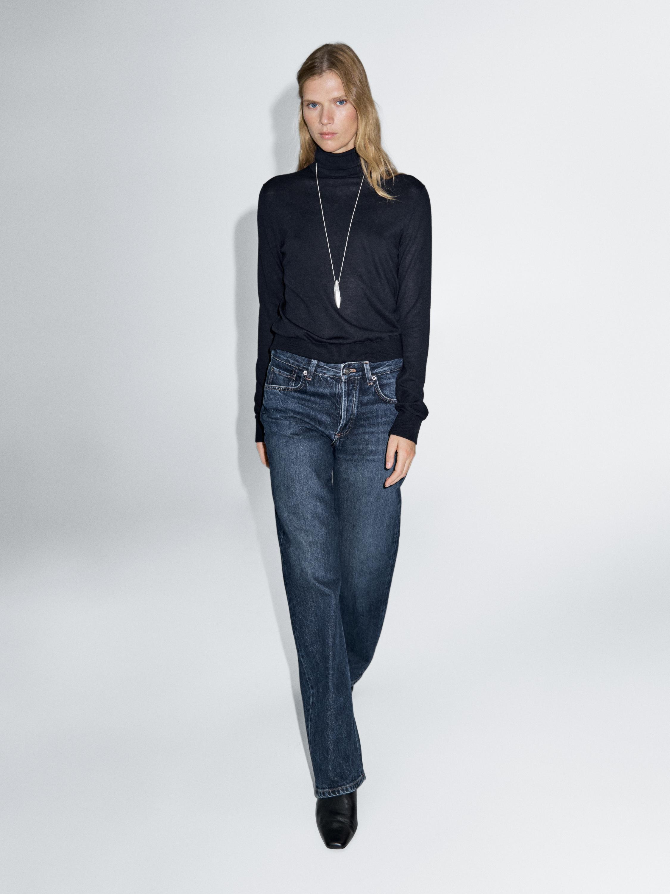 High neck wool blend sweater