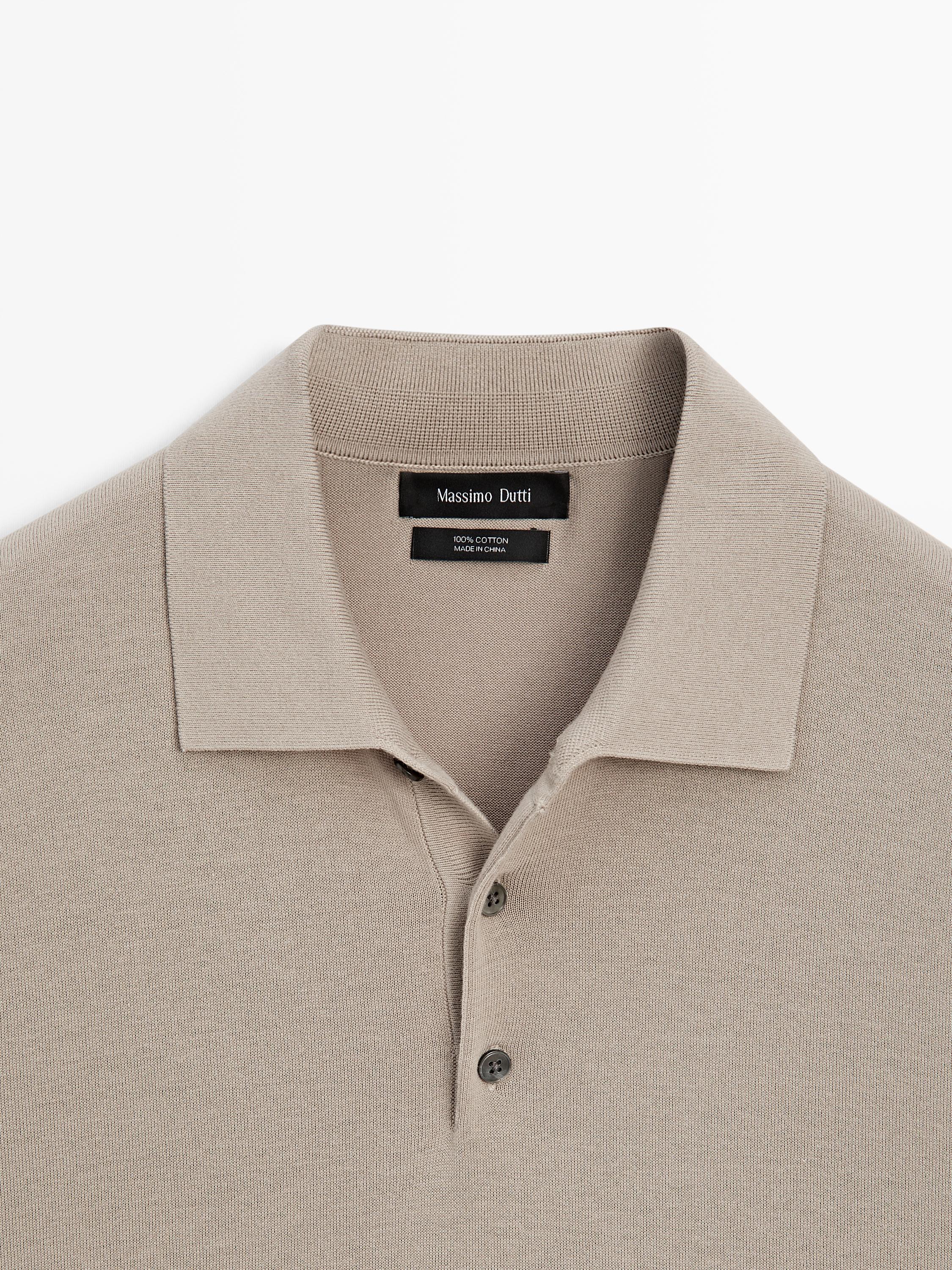 100% cotton knit polo shirt — BEIGE