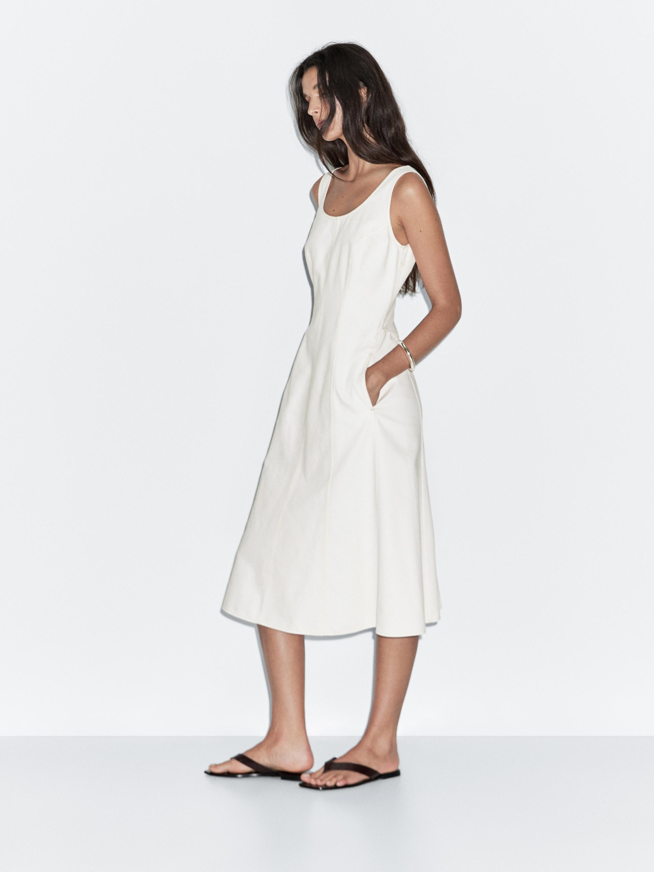 100% cotton denim midi dress