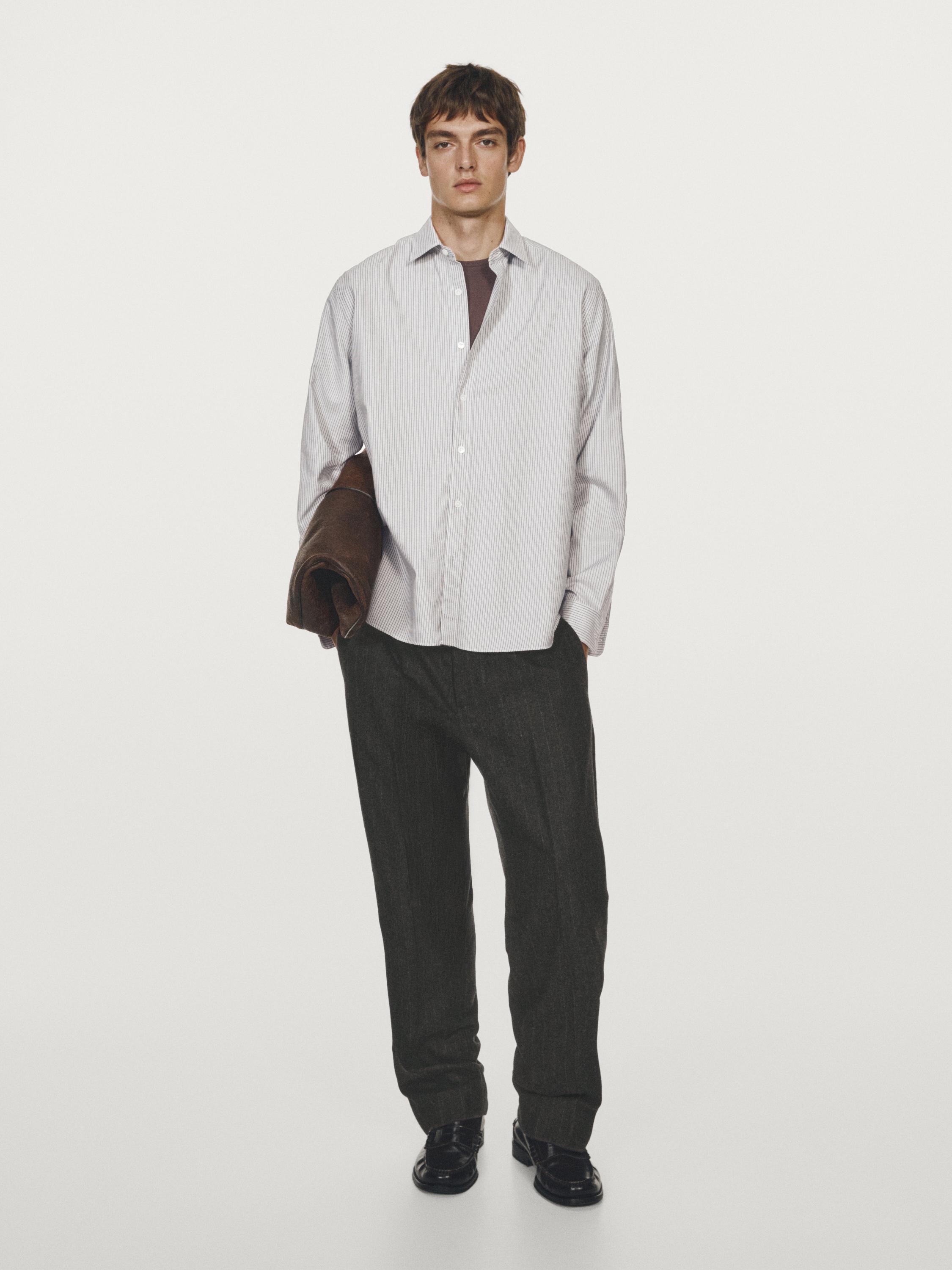 Regular fit melange striped shirt