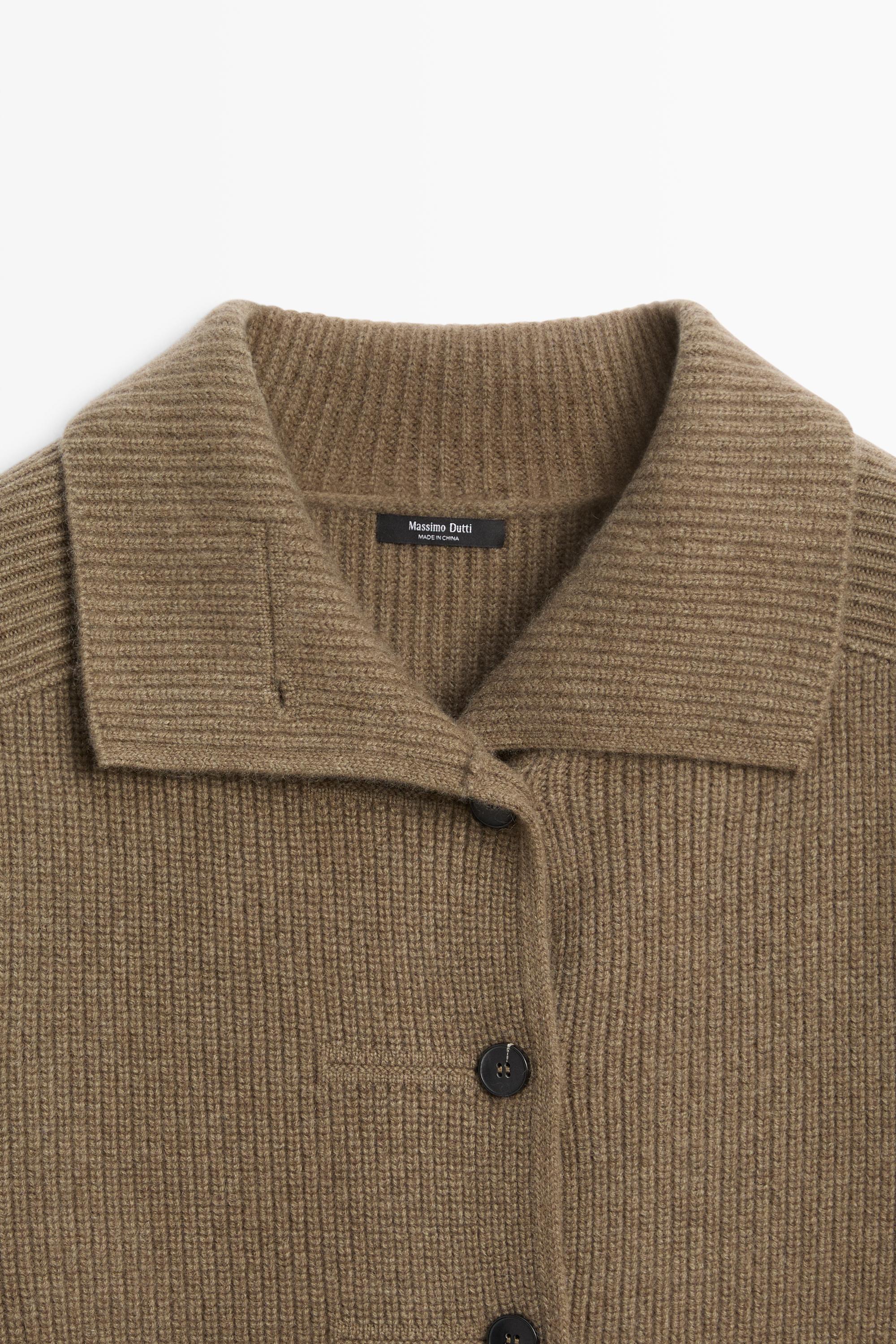 100% cashmere cross-over knit cardigan — KHAKI