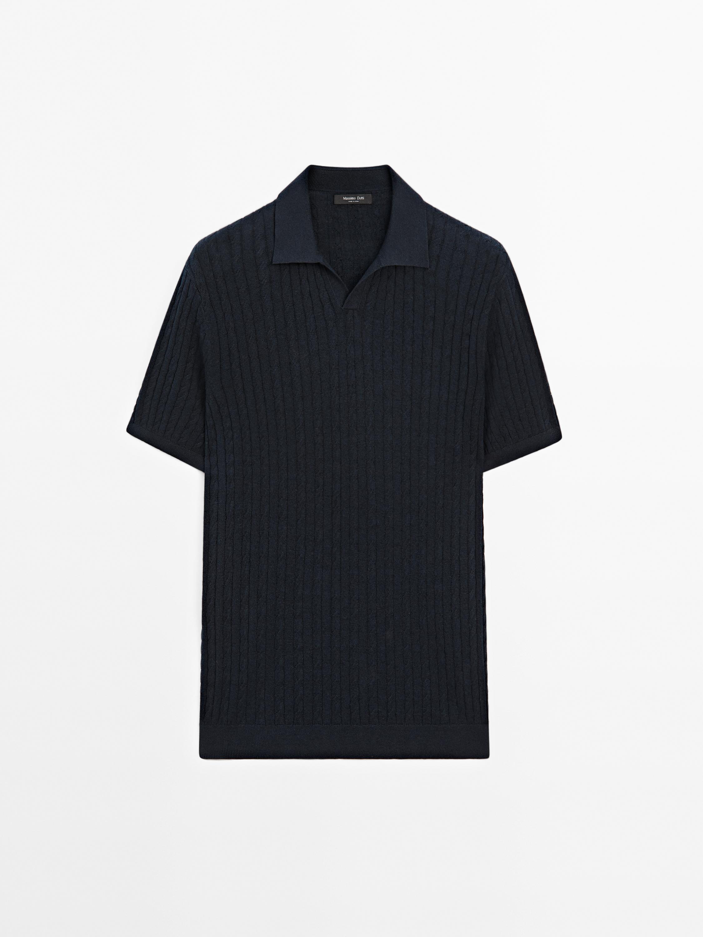 Polo in maglia intrecciata
