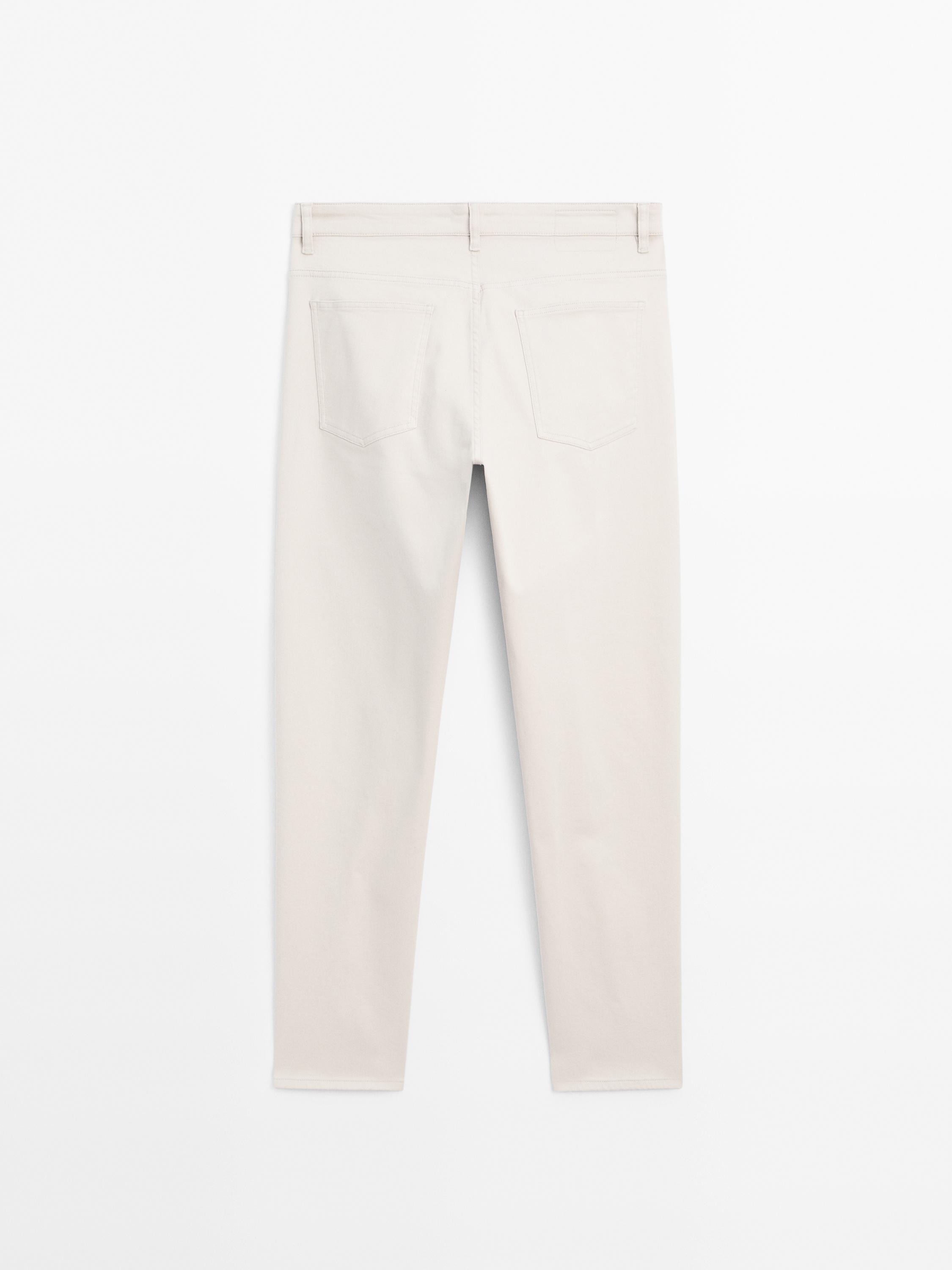 Cotton blend slim fit denim trousers