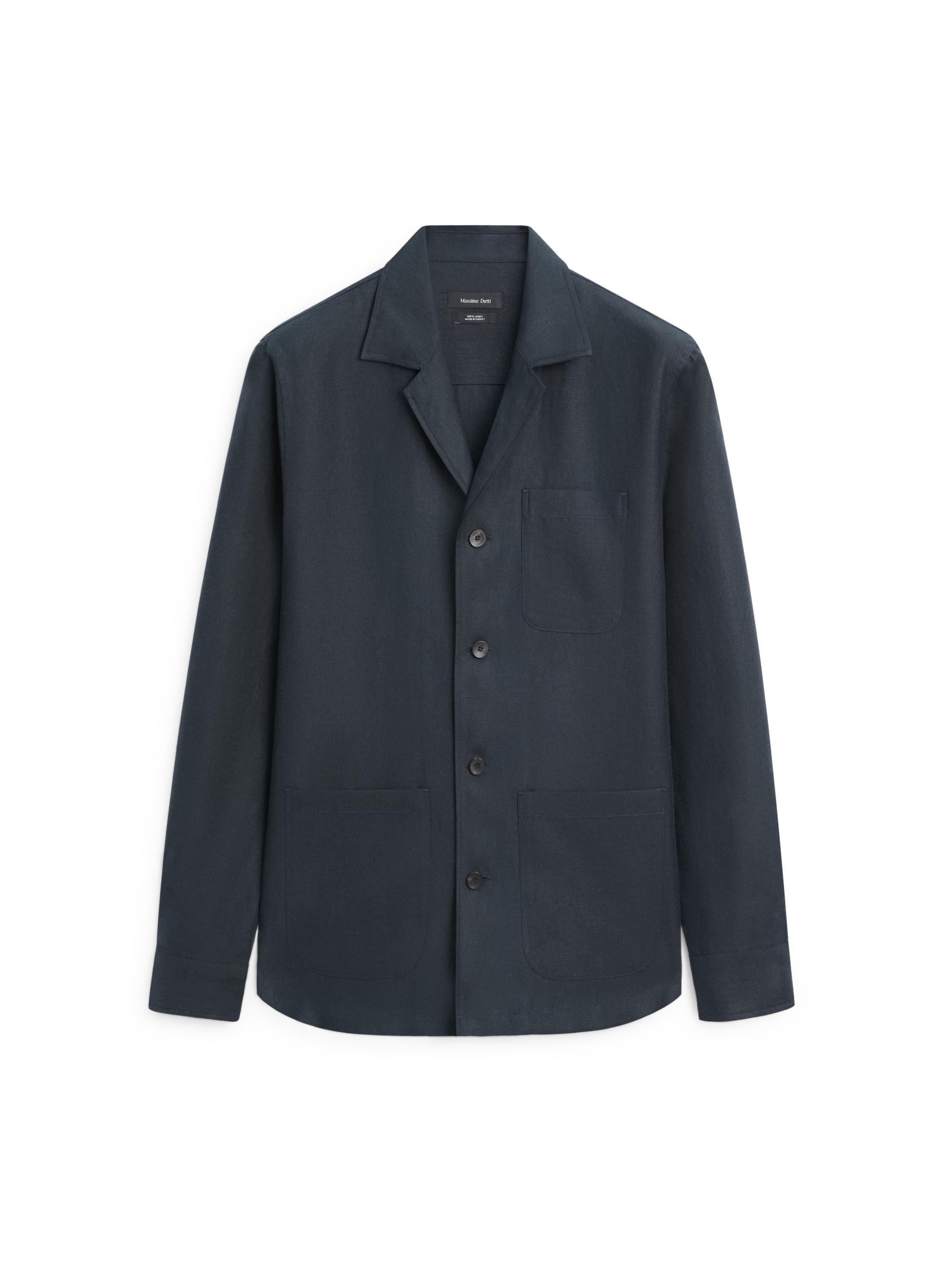 Linen overshirt with pocket details — BLUE