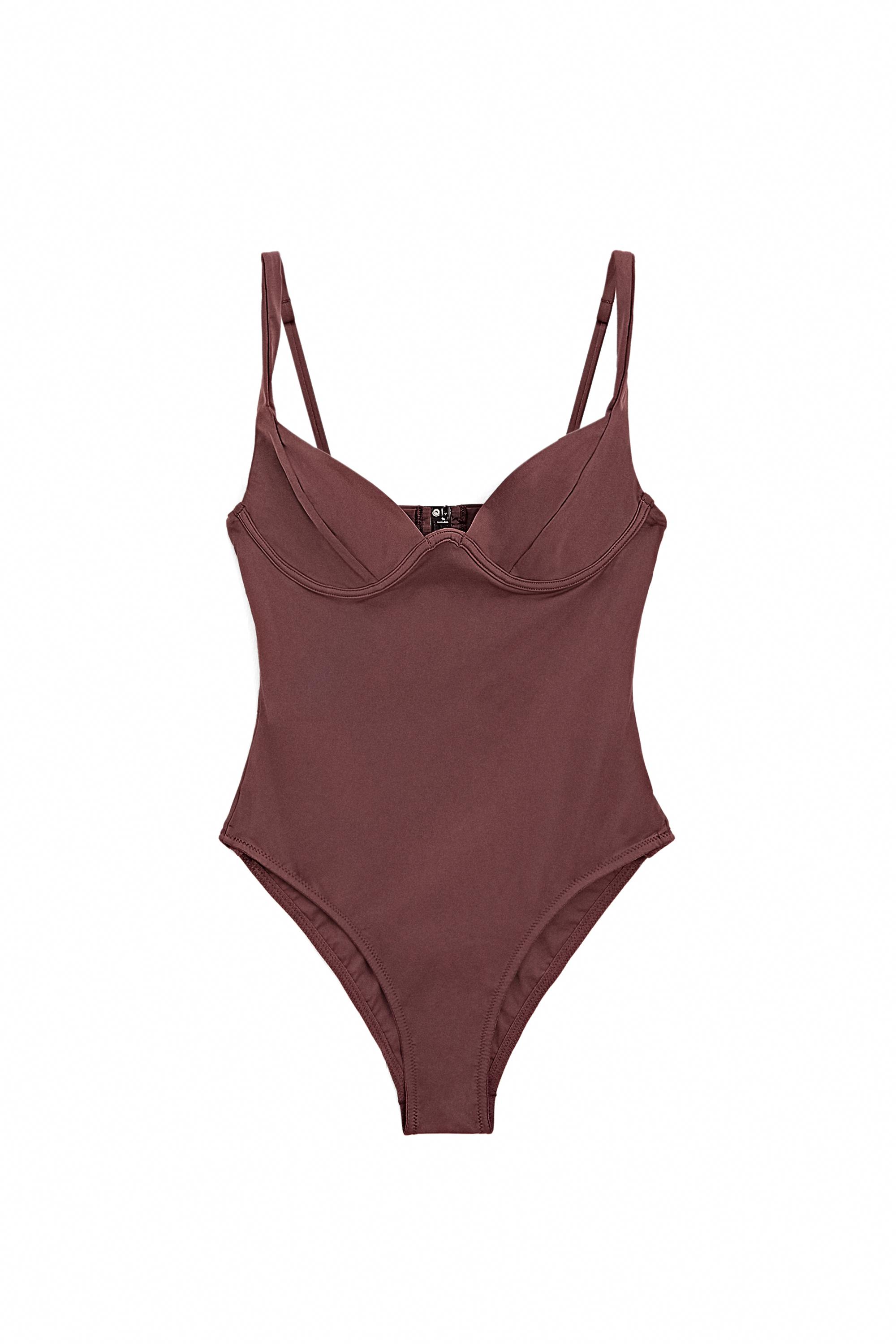Swimsuit with underwire and wide straps — BROWN