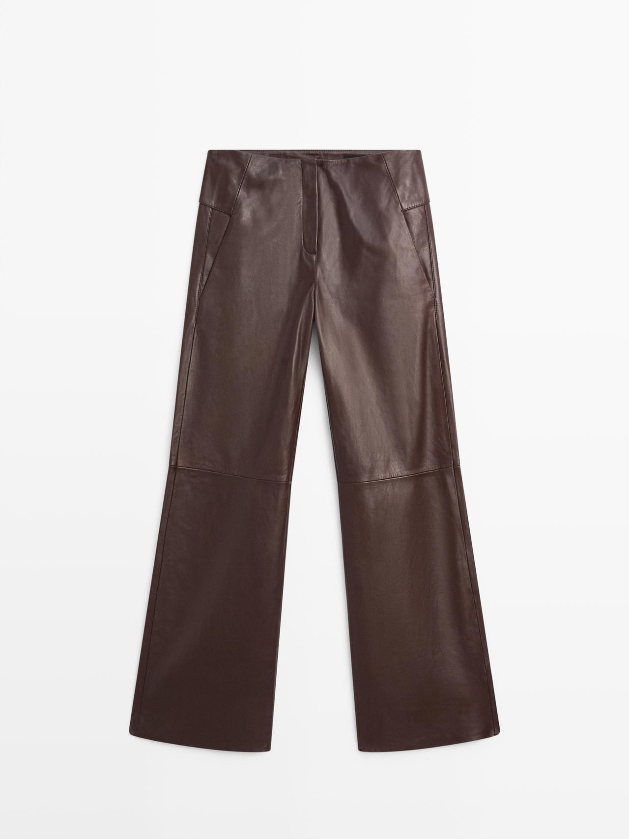 Massimo Dutti - Dame - Bukser I Nappaskind - Brun - M