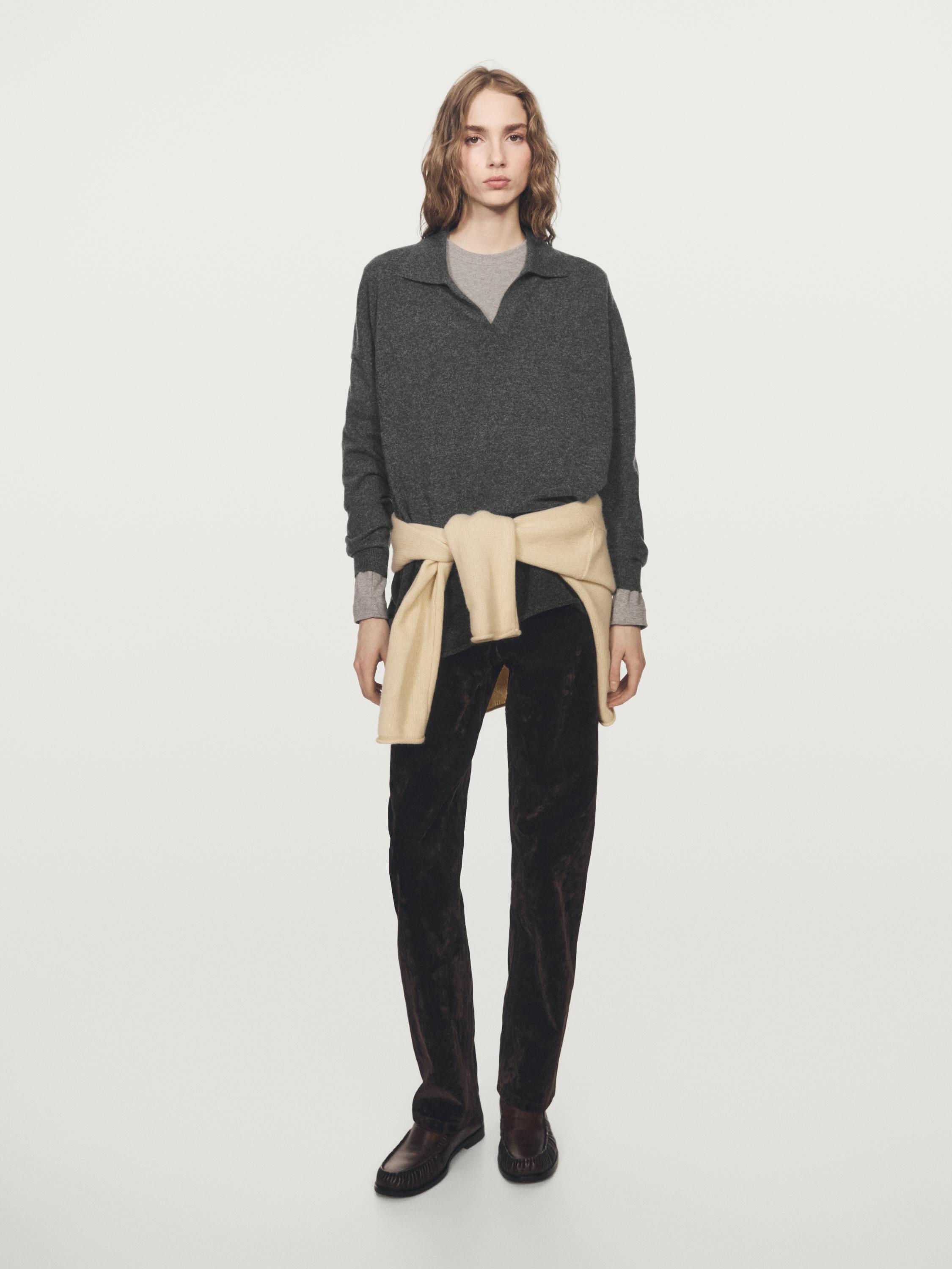 100% cashmere oversize knit sweater — MEDIUM GREY