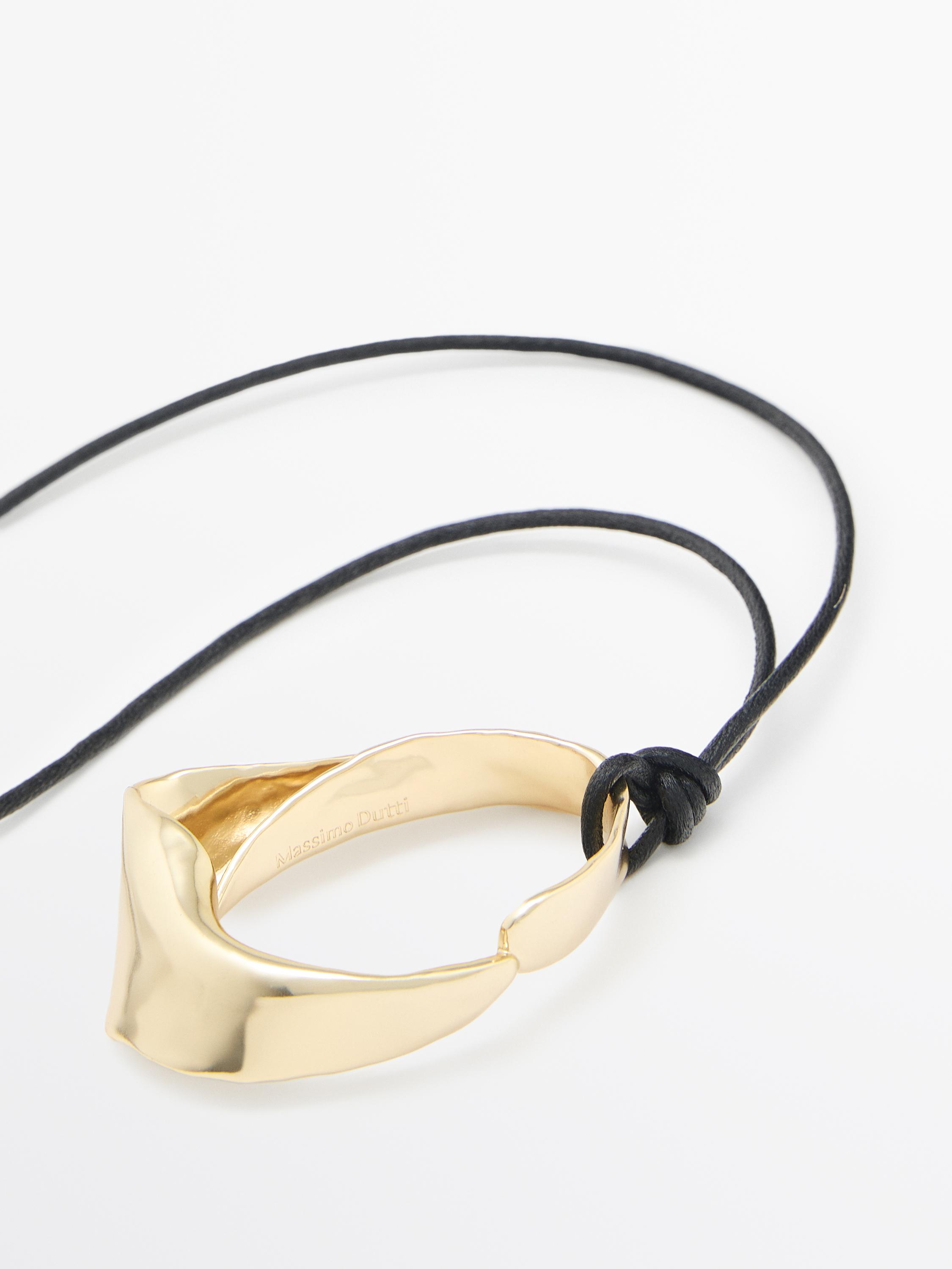 Leather cord necklace with irregular pendant — GOLDEN