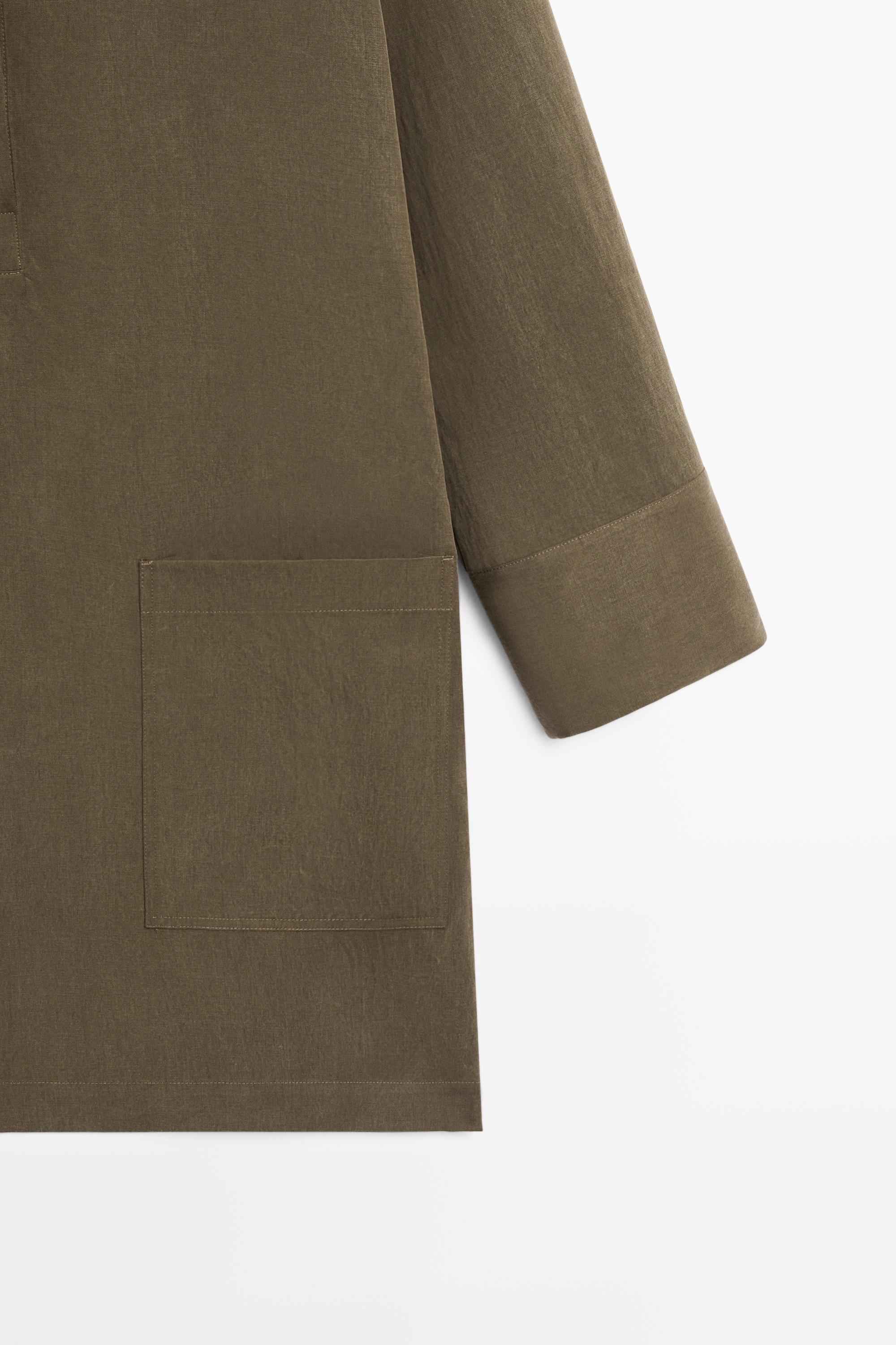 Short shirt dress with pocket detail — KHAKI