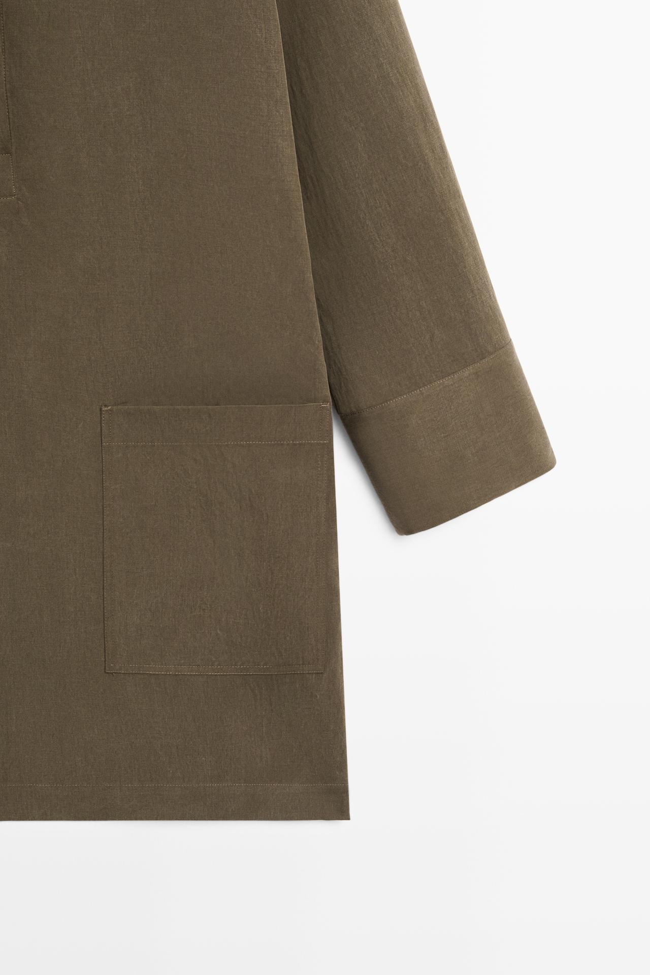 Short shirt dress with pocket detail — KHAKI