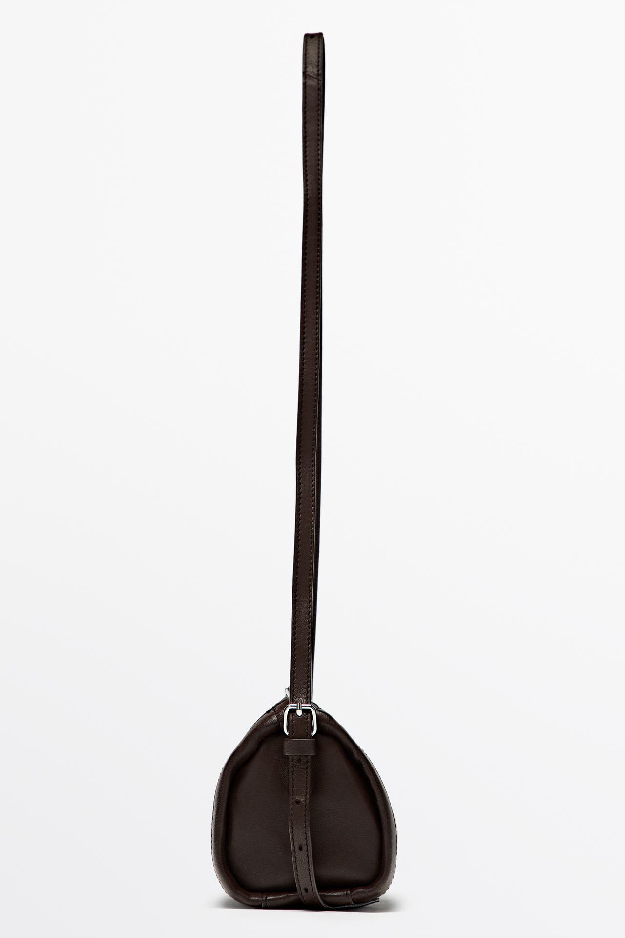 Nappa leather mini crossbody bag — BROWN