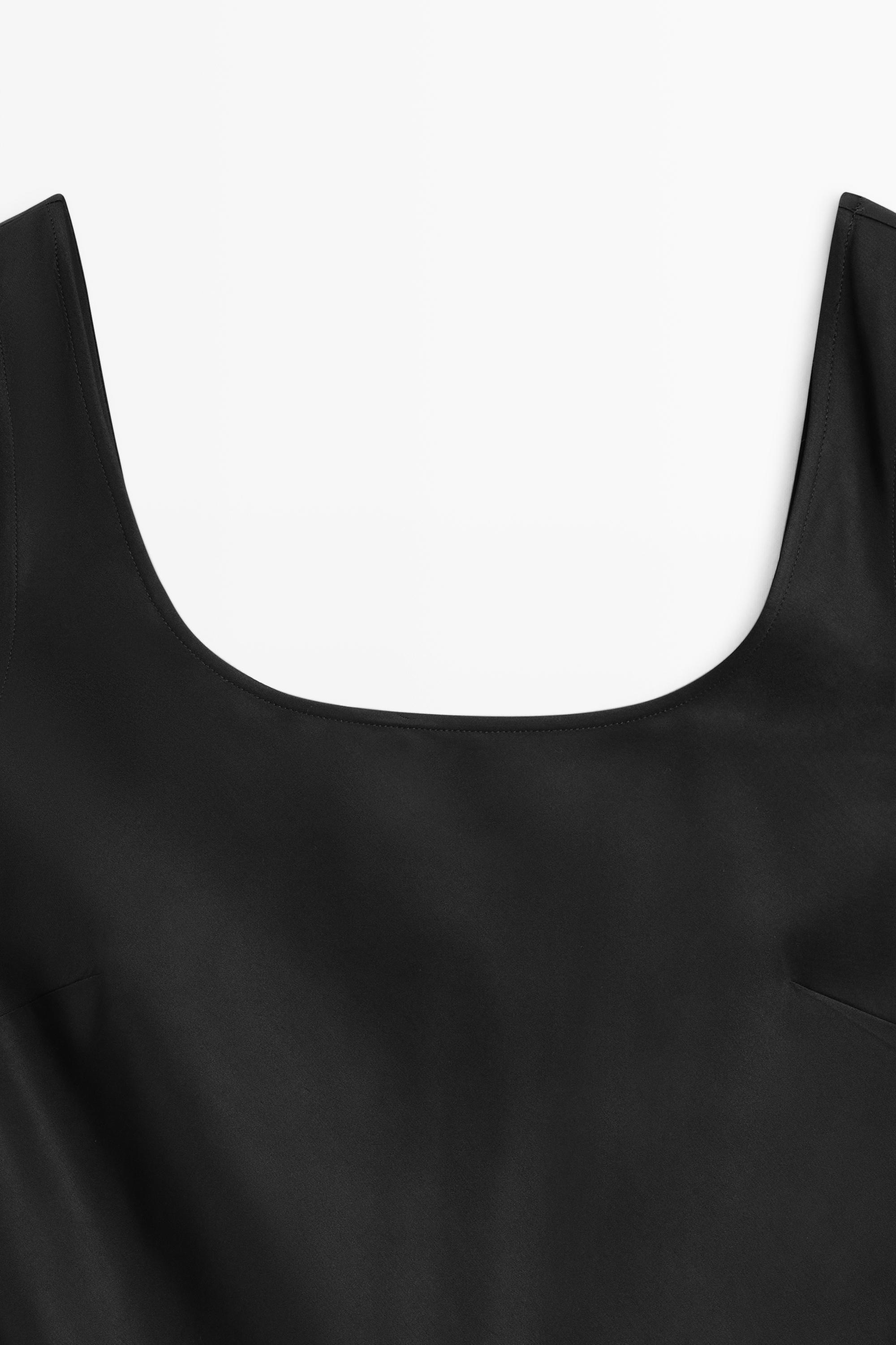 Flowing short strap dress — BLACK