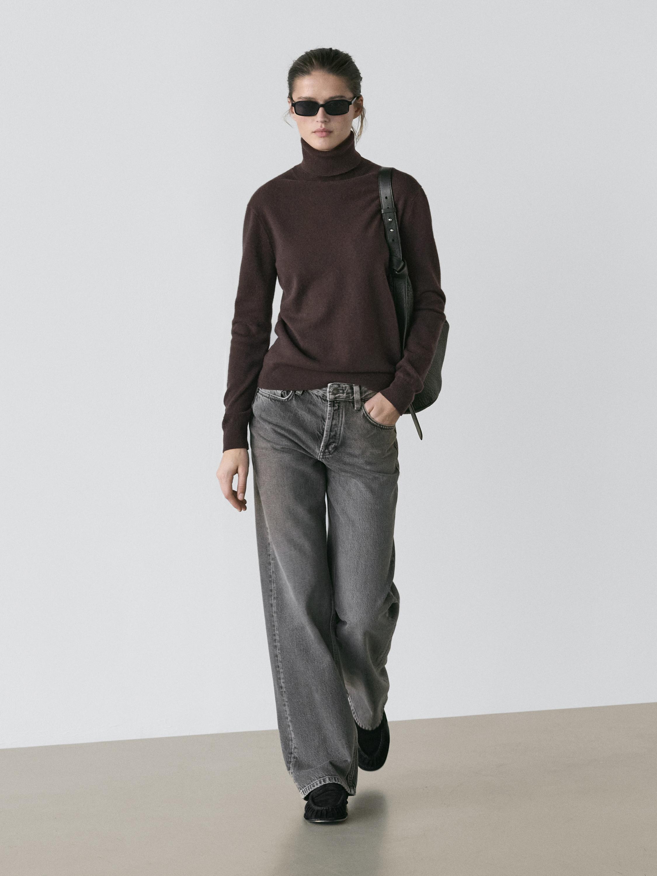 Mid-rise wide-leg jeans — CHARCOAL