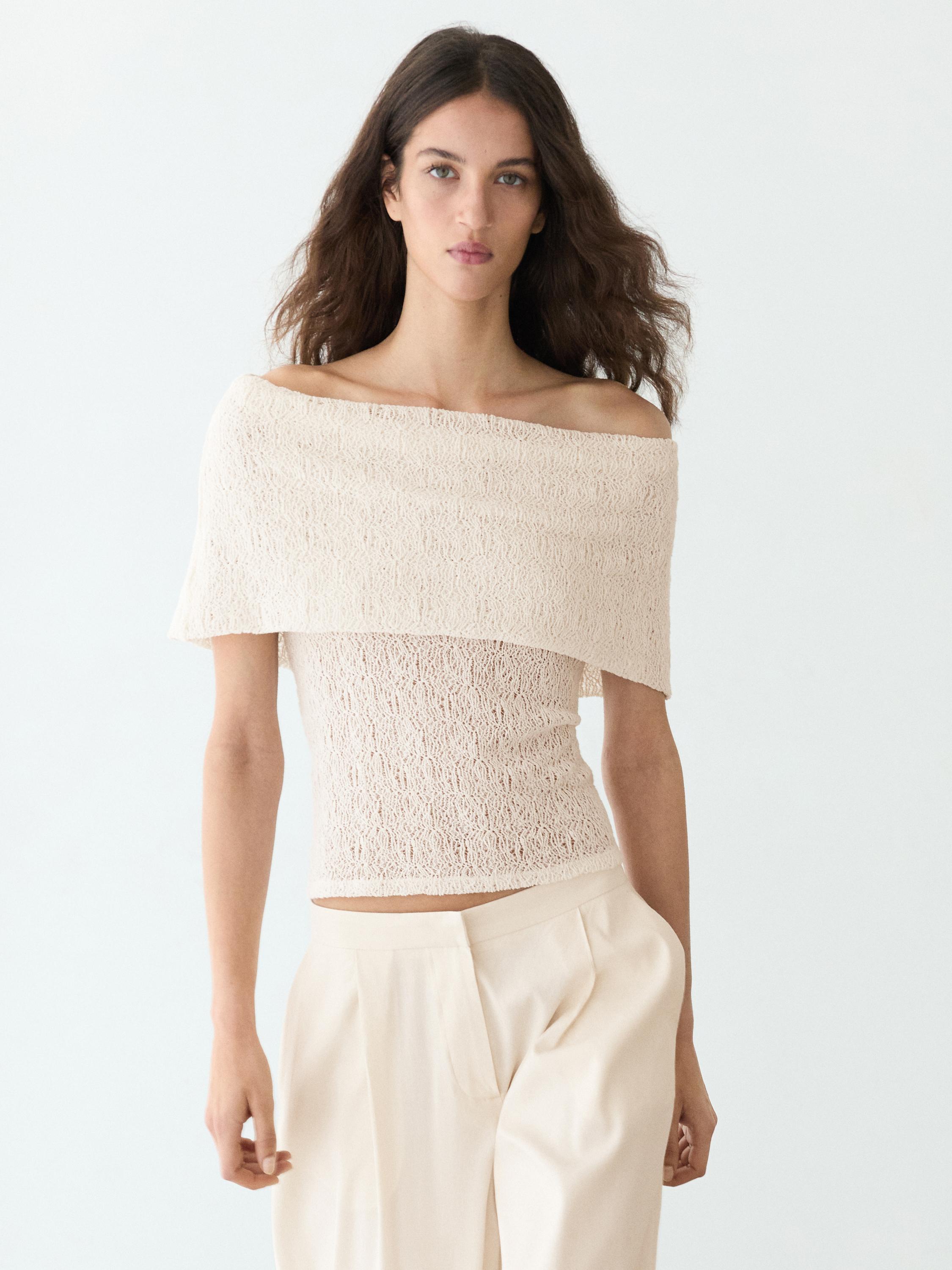 Textured off-the-shoulder top