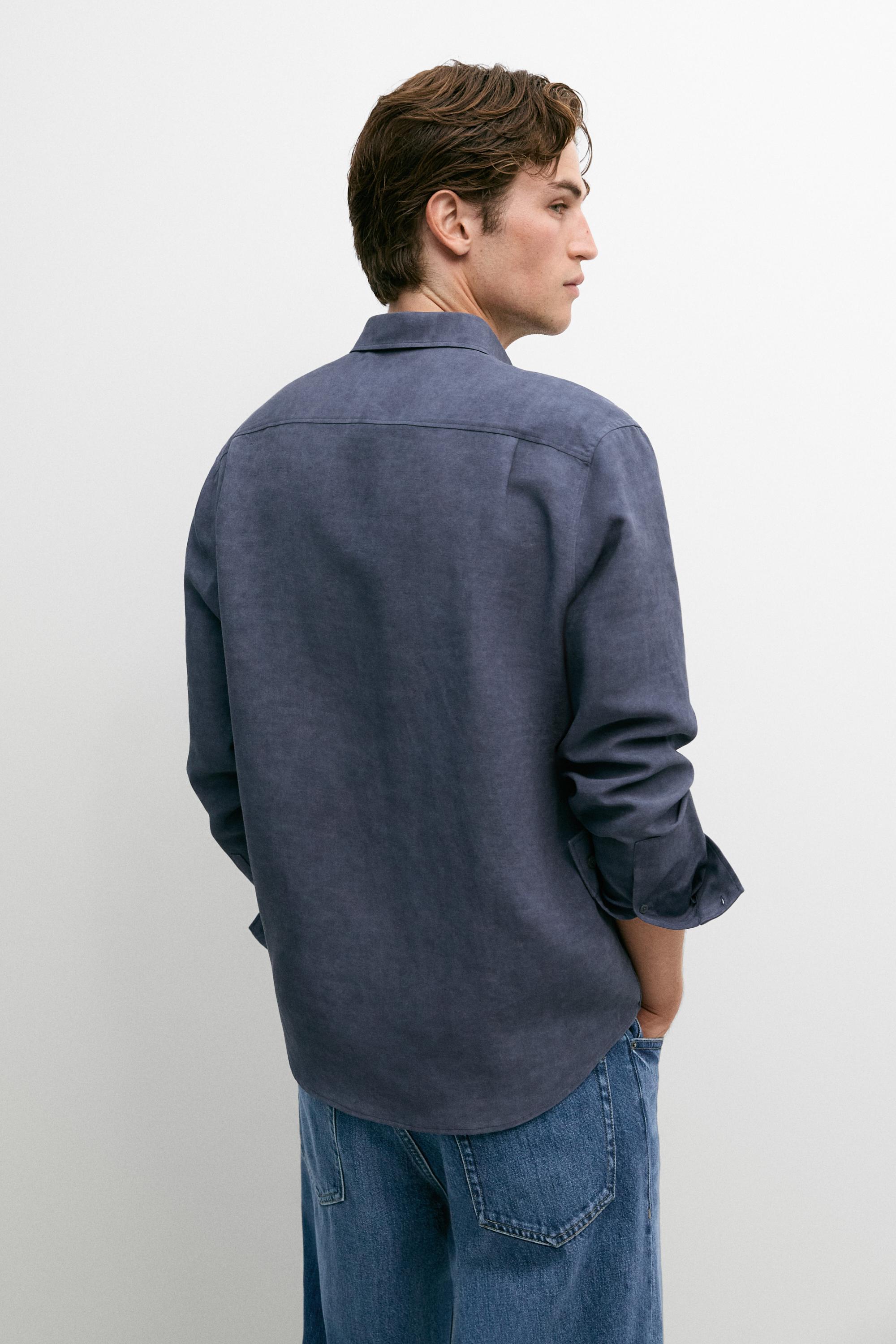 Regular fit shirt with pocket detail — INK BLUE
