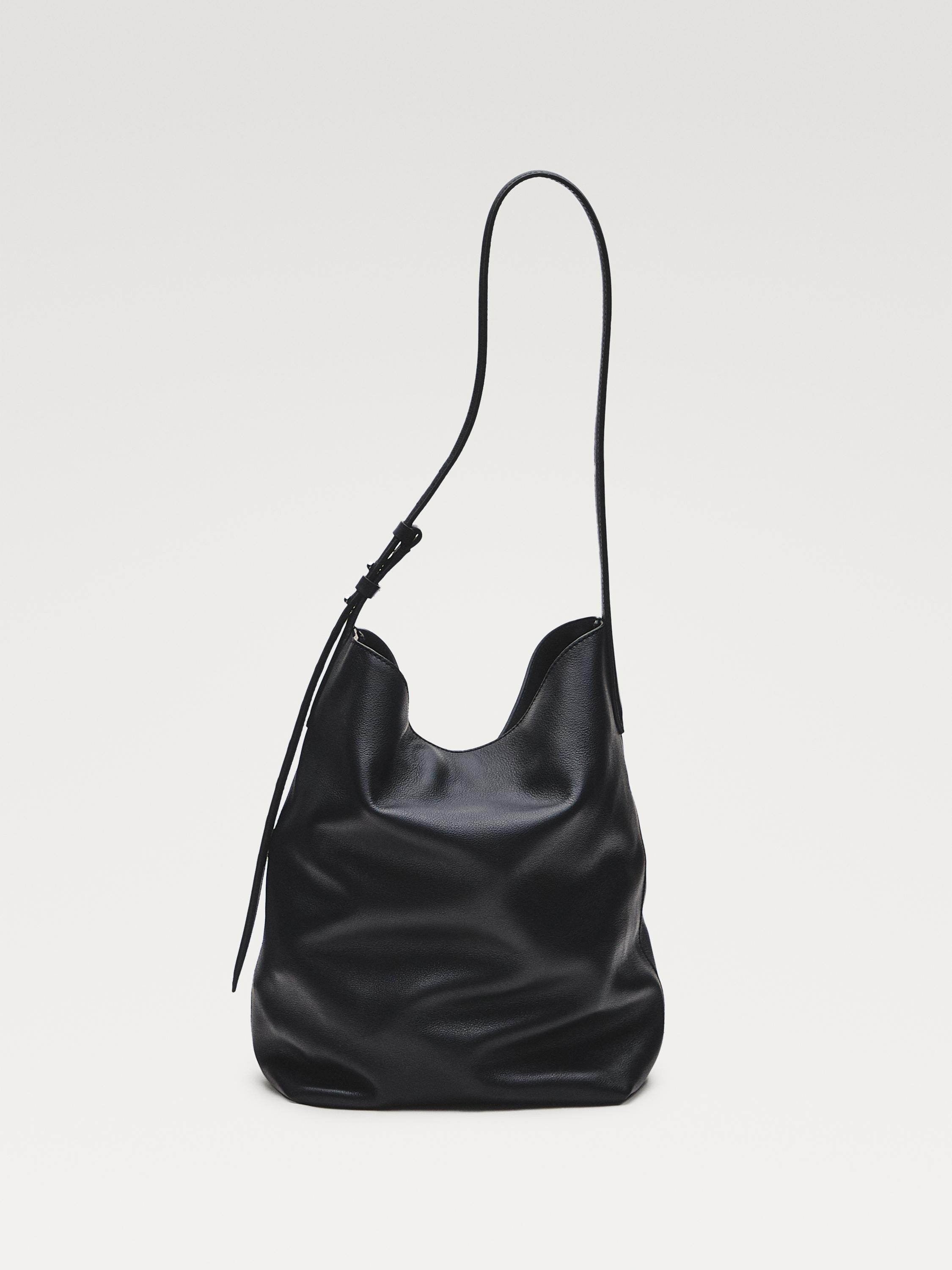Nappa leather bucket bag — BLACK
