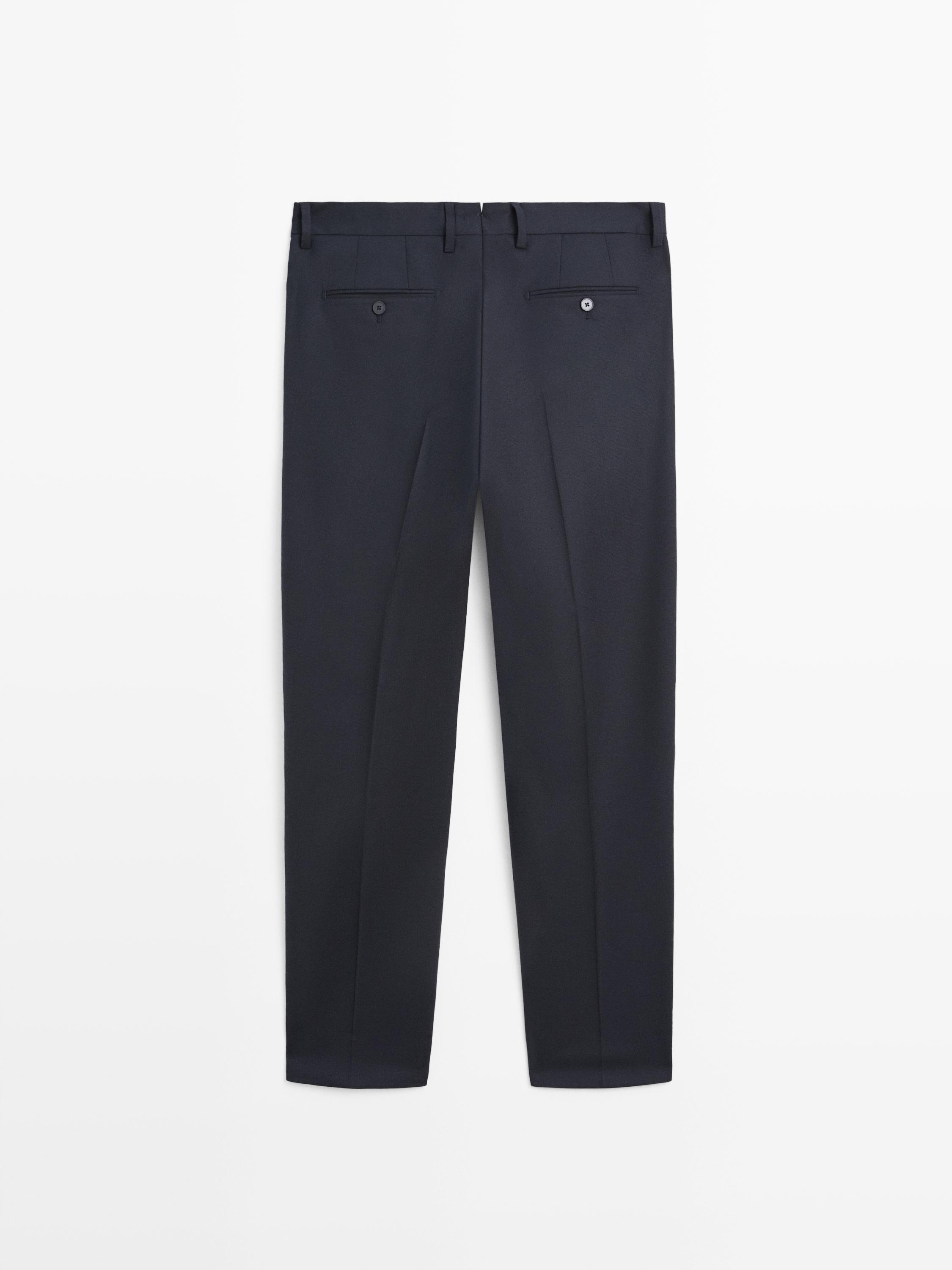 Cool wool blend suit trousers — NAVY BLUE