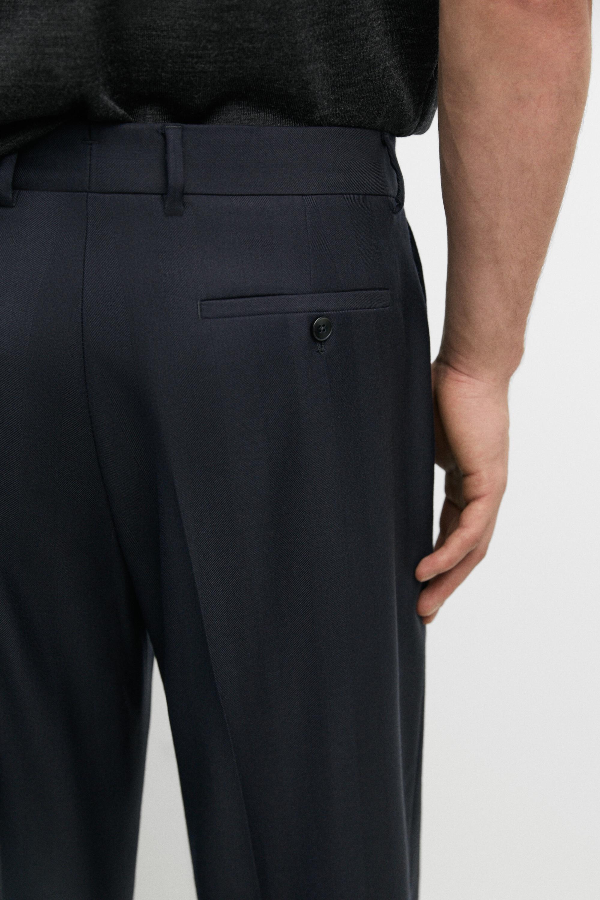 Herringbone suit pants — NAVY BLUE