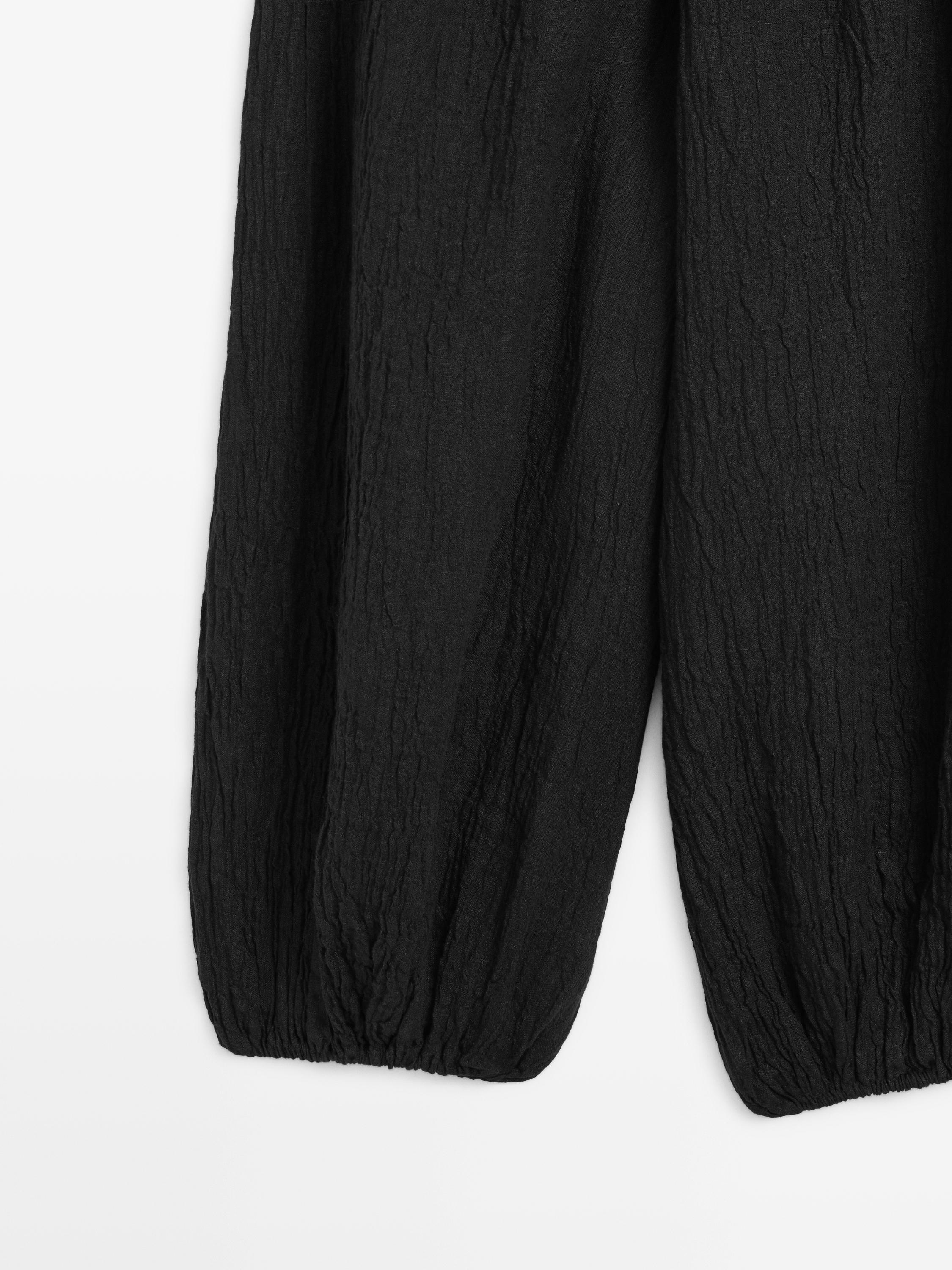 Linen sarouel trousers — BLACK