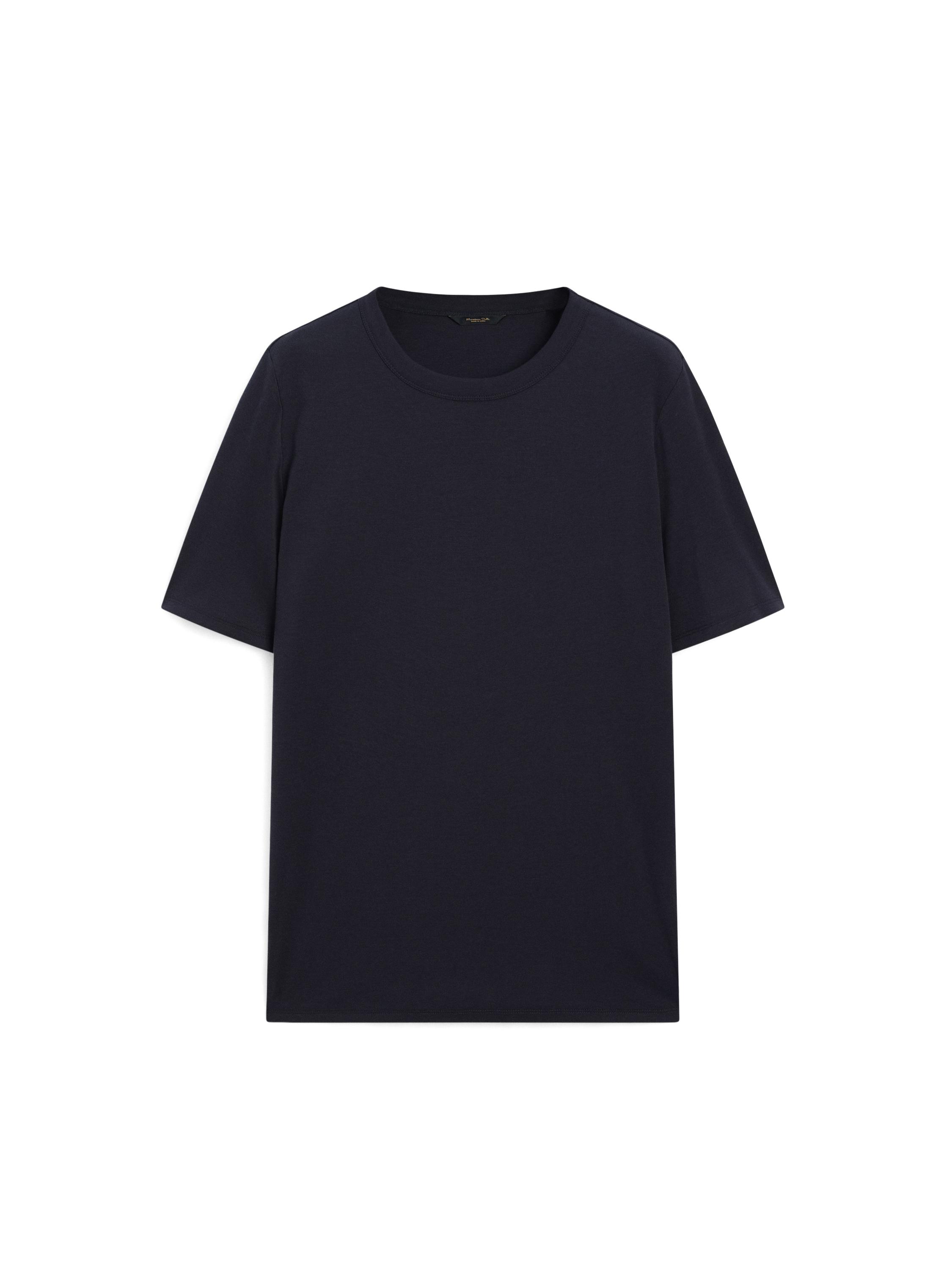 Short sleeve cotton and silk T-shirt — NAVY BLUE