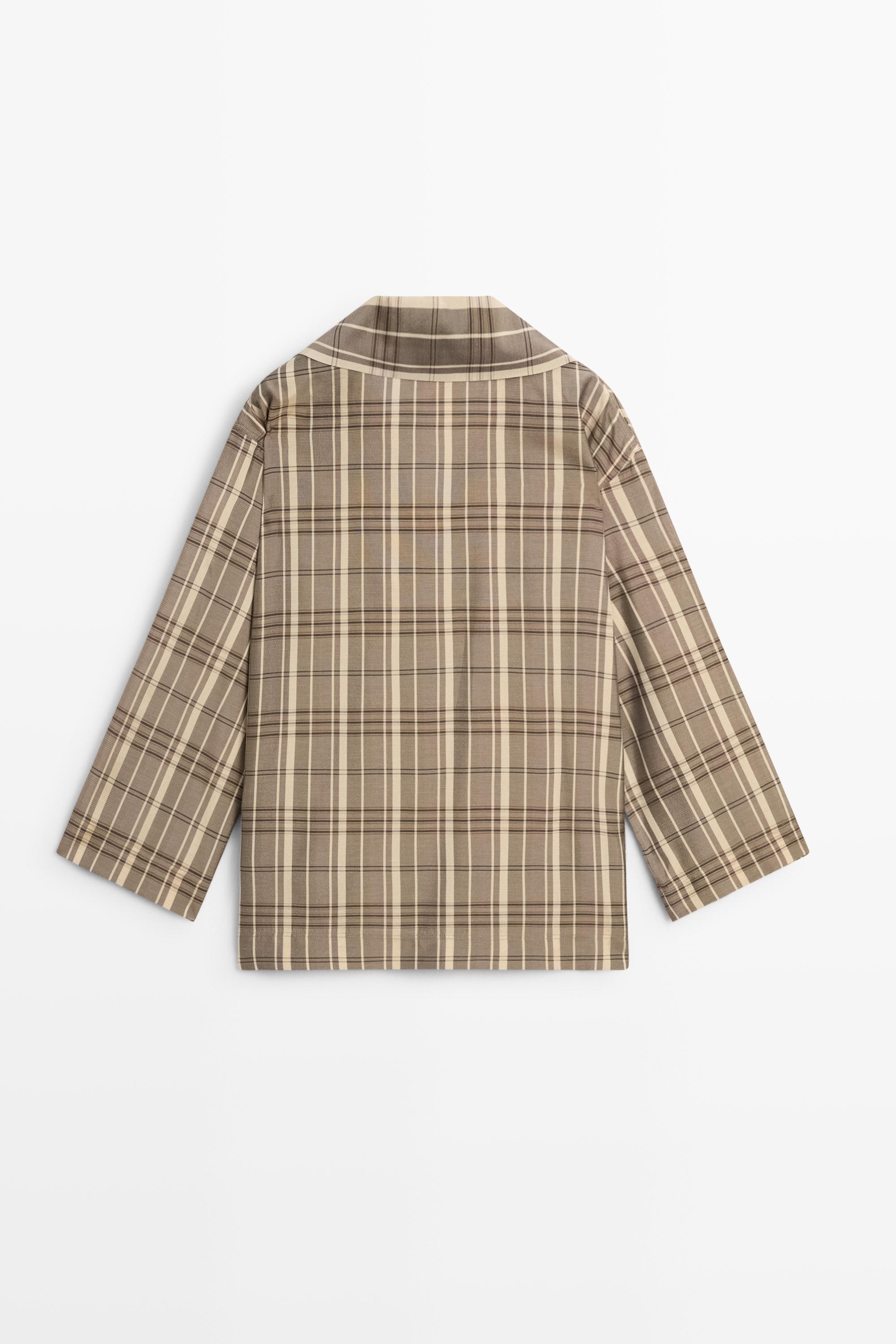Oversize check polo shirt — GREY