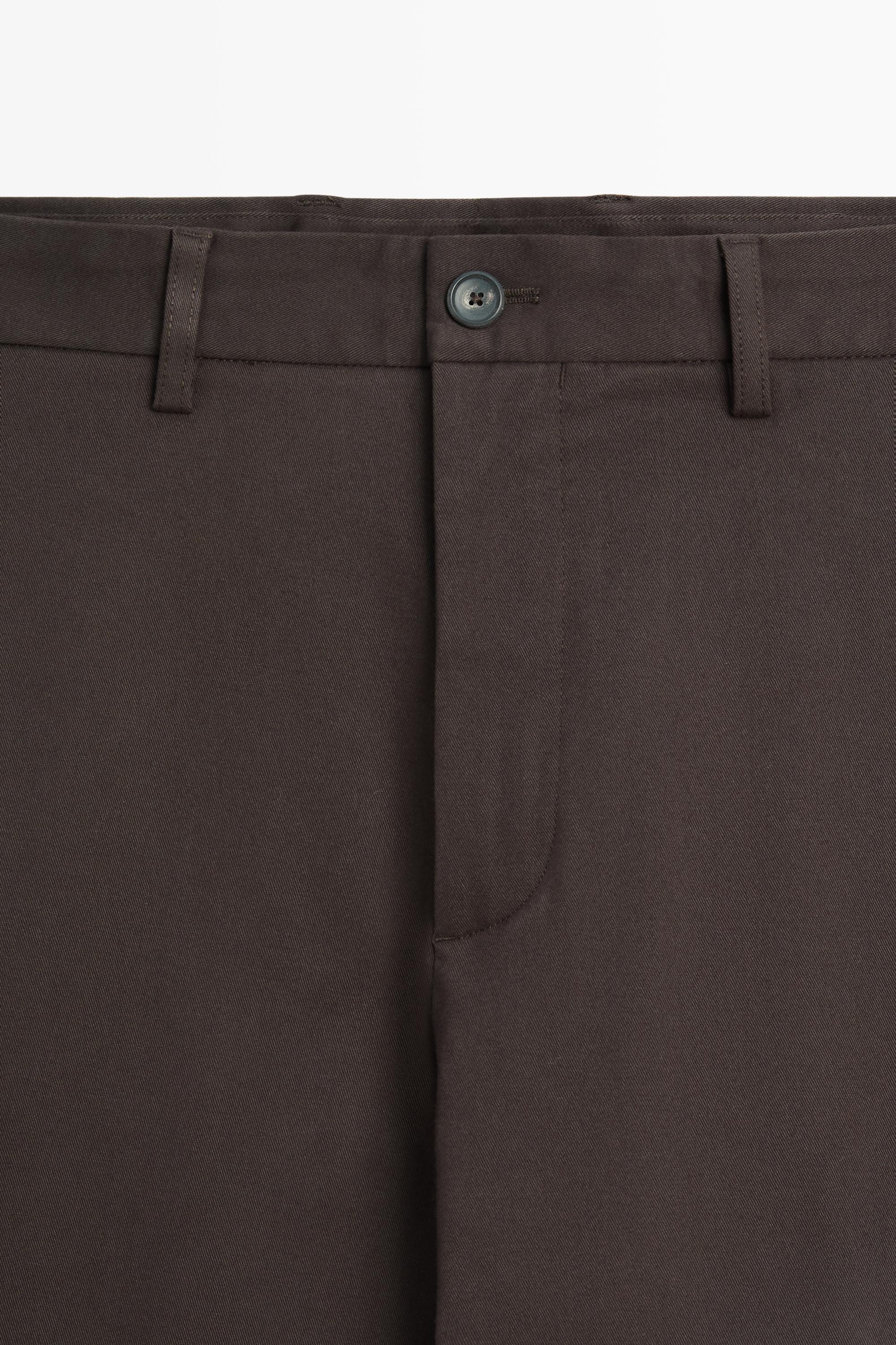 Cotton blend straight-leg pants — BROWN