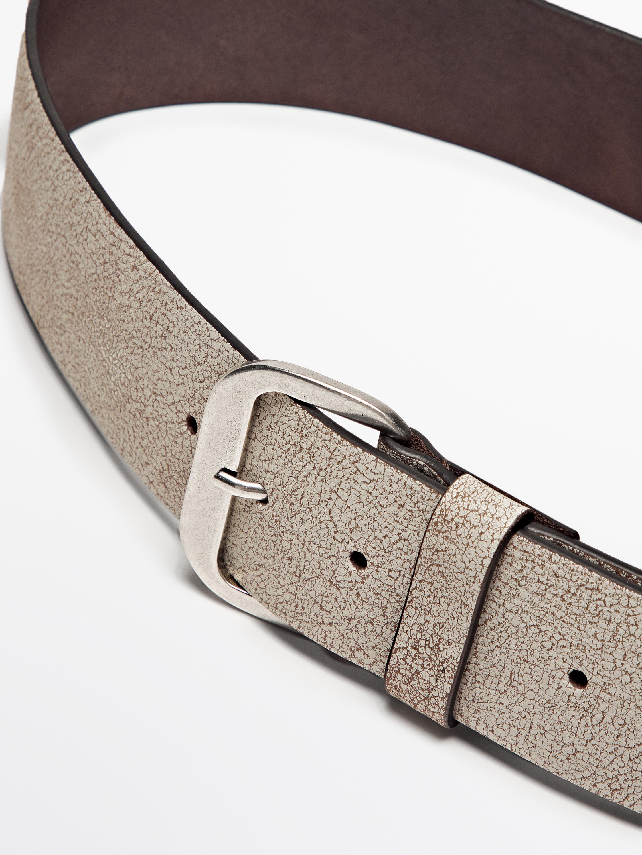 Wide belt with leather detail