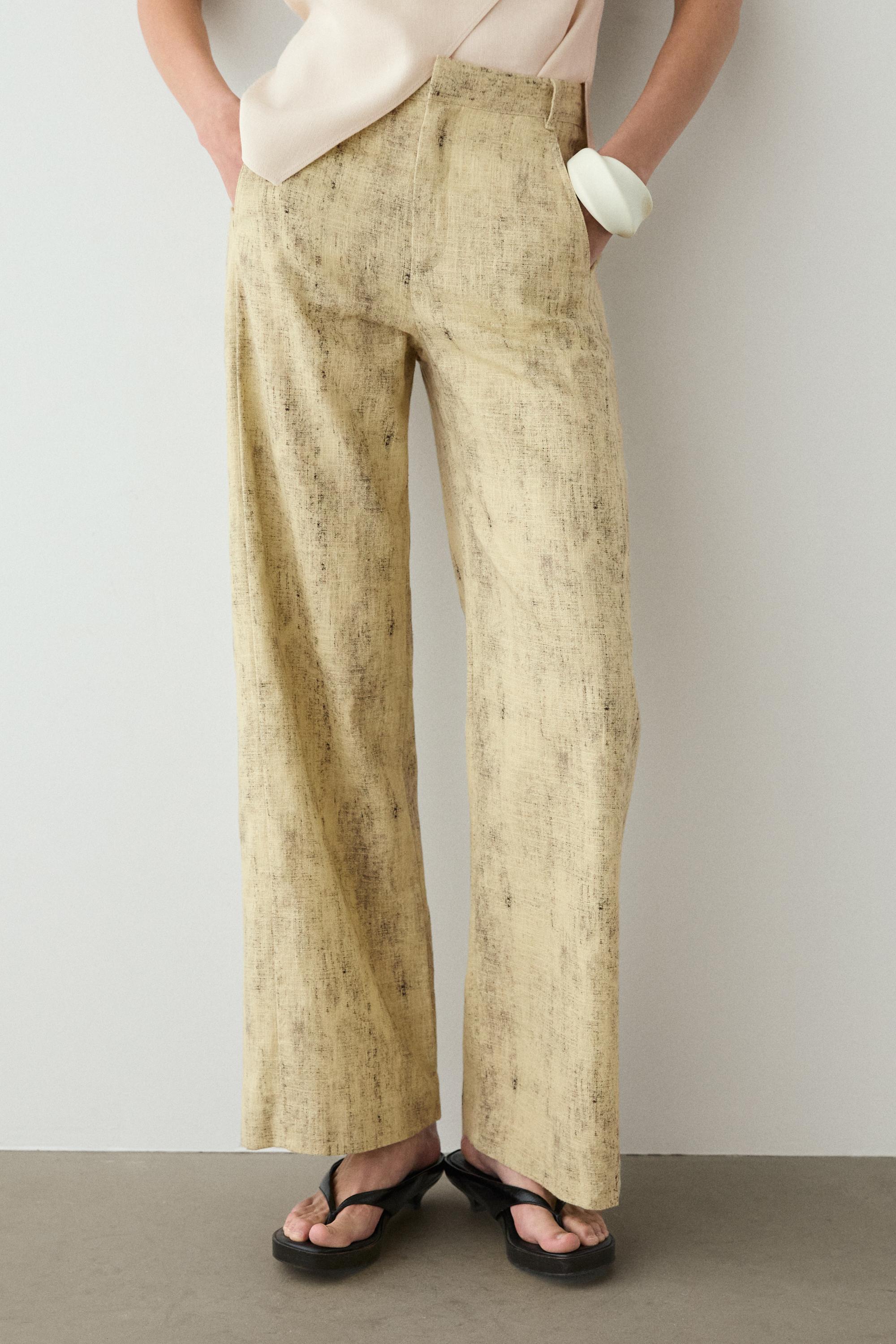 Ramie blend trousers — YELLOW