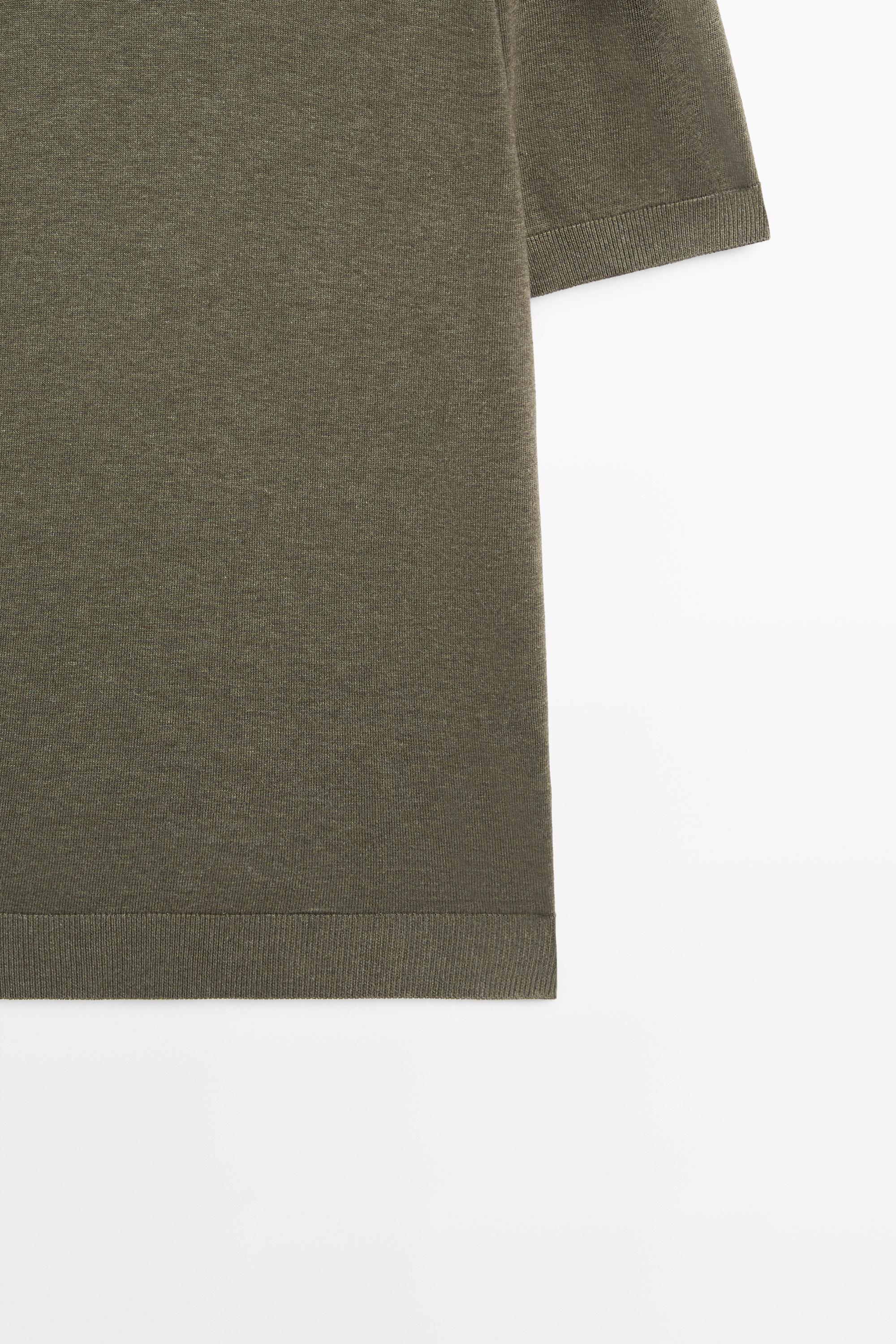100% cotton knit polo shirt — GREEN MARL